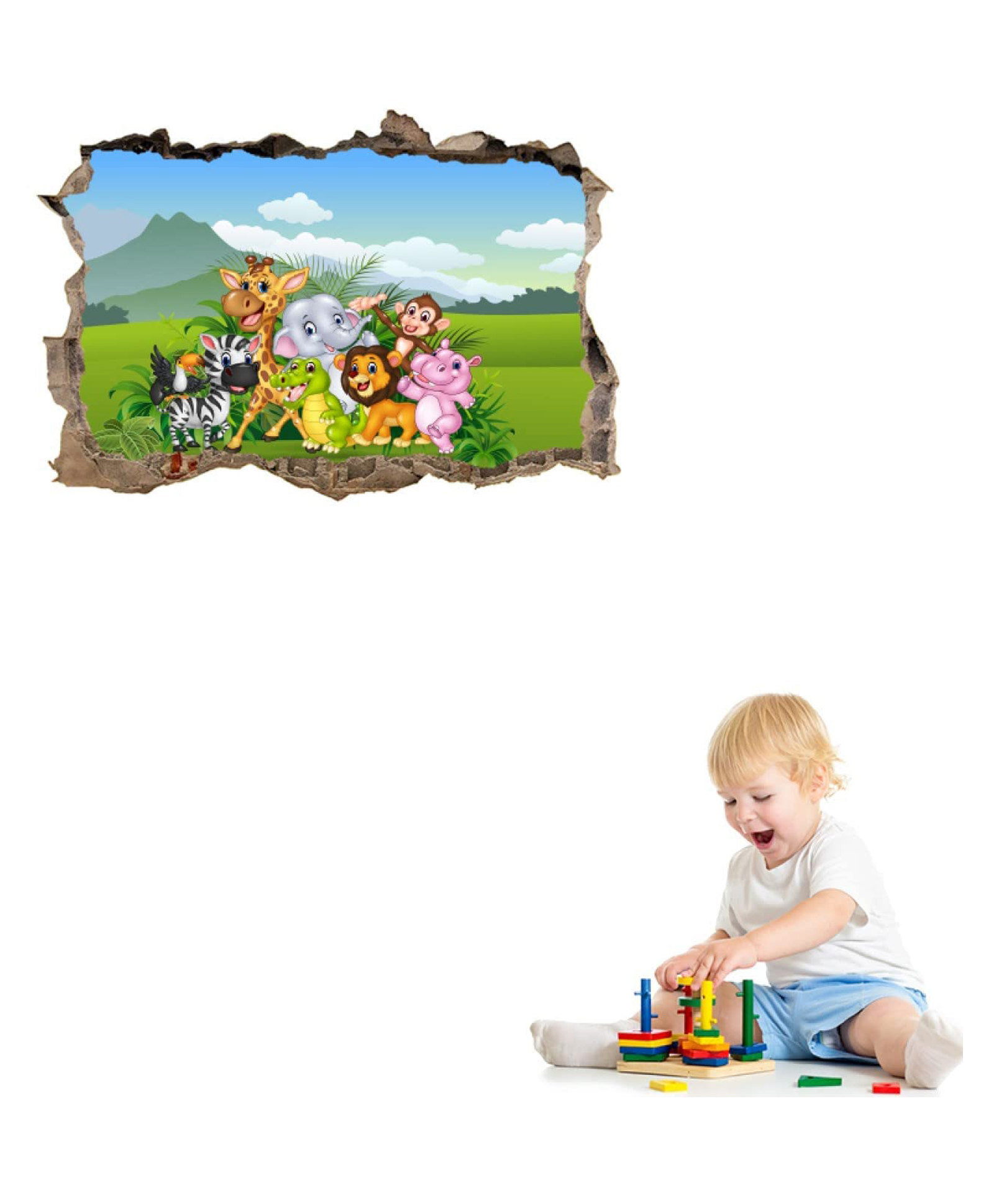 Jaamso Royals Cartoon Animal Design Self Adhesive Peel & Stick Wall Sticker-picture-12
