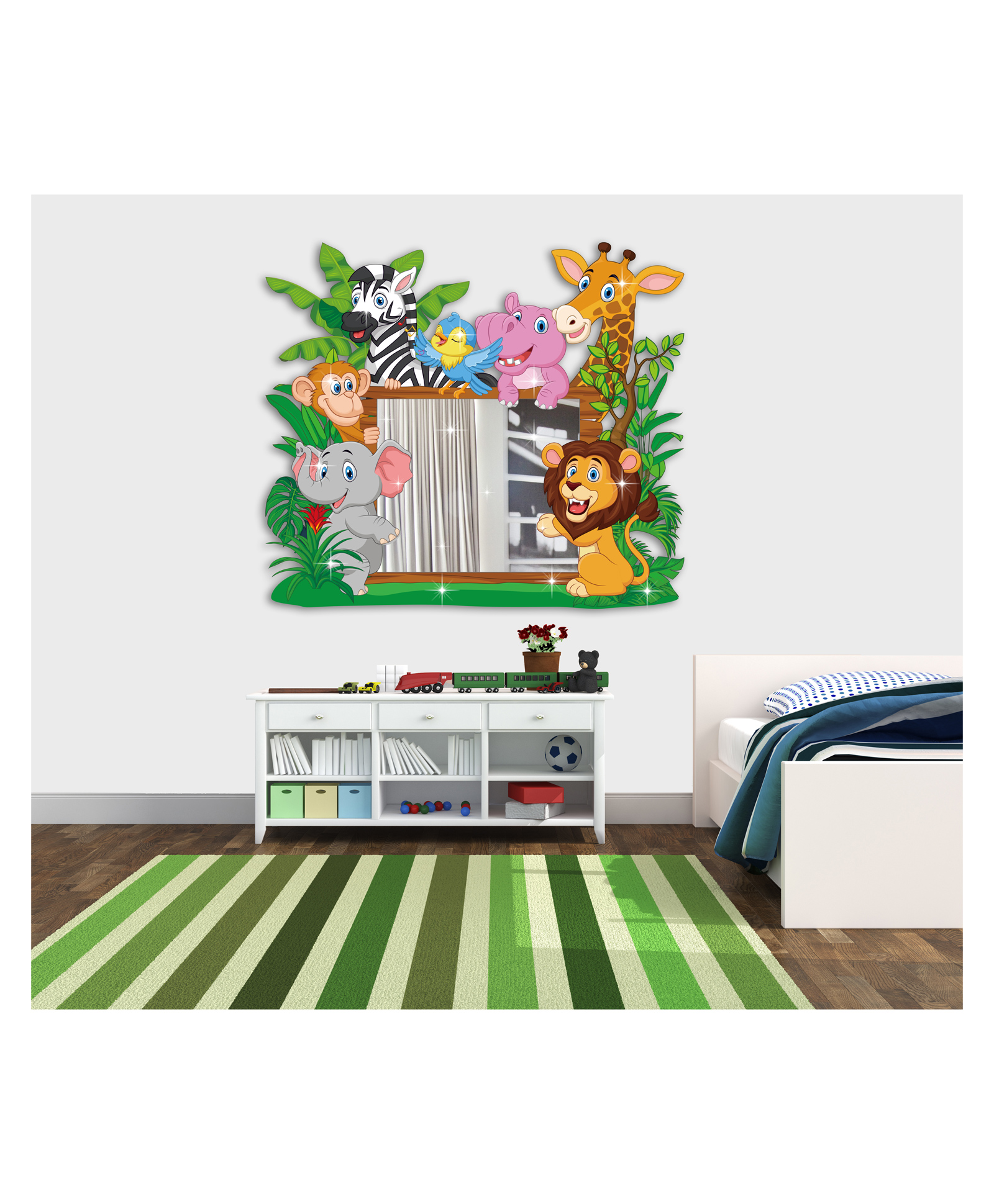 Jaamso Royals Cartoon Animals PVC Form With Acrylic Mirror Sticker-picture-48