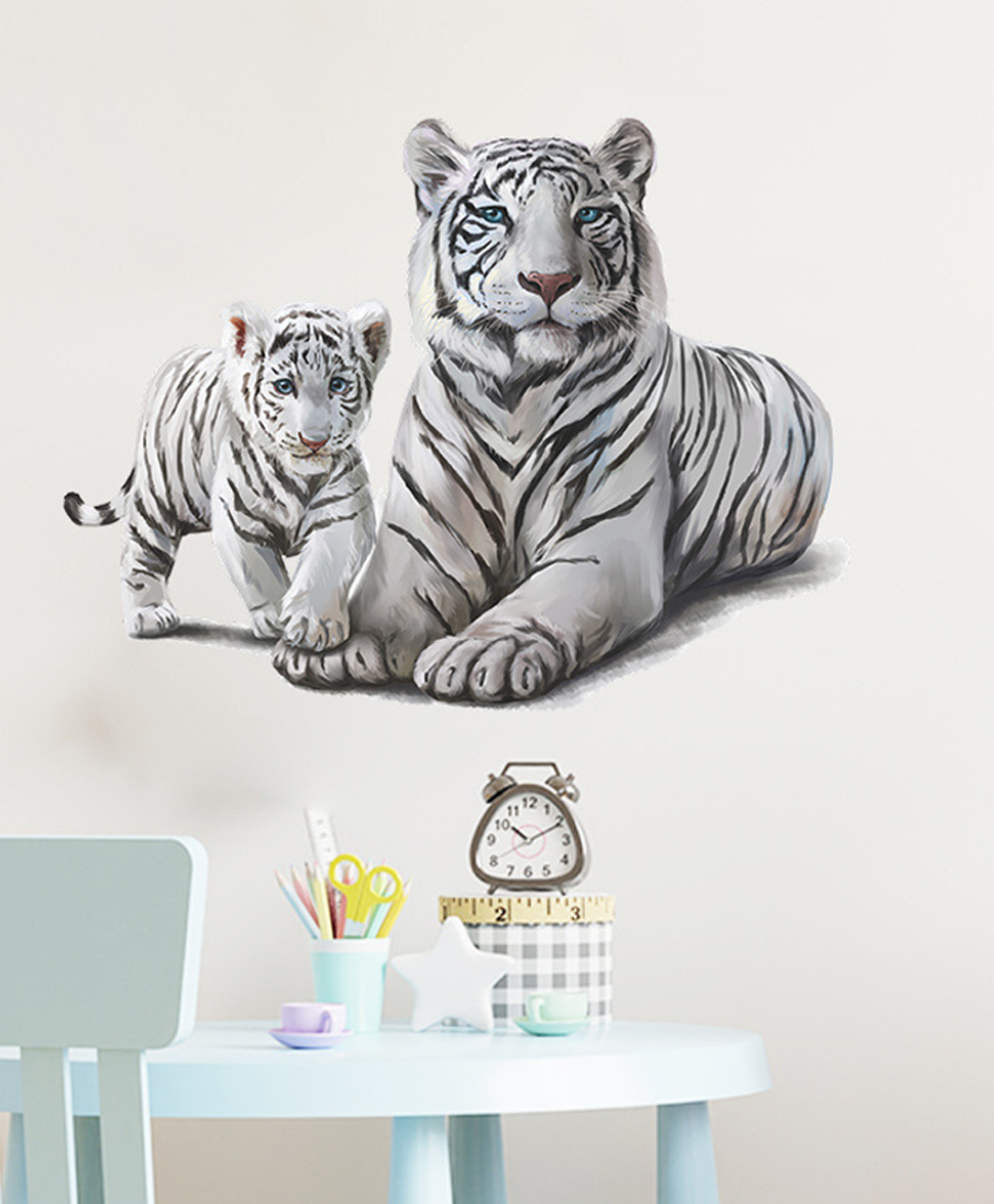 Jaamso Royals Tiger and Tiger Cute baby Peel and Stick Self Adhesive Wall Sticker-picture-24