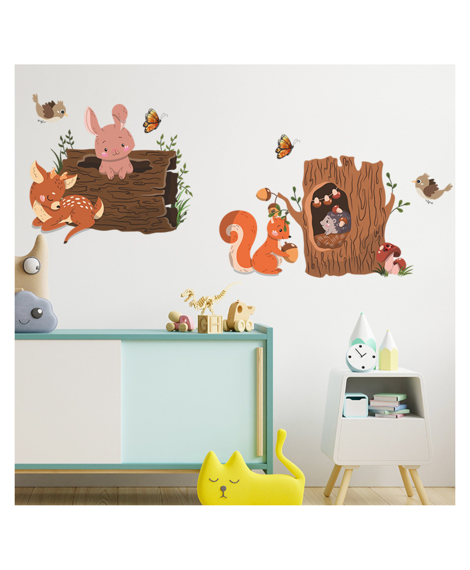 Jaamso Royals Small Animal Tree Hole Deer Rabbit Playing Decorative Wall Sticker-picture-35
