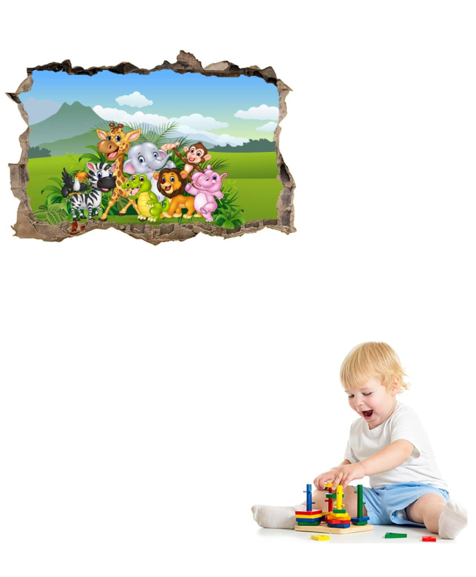 Jaamso Royals Cartoon Animal Design Self Adhesive Peel & Stick Wall Sticker-picture-39