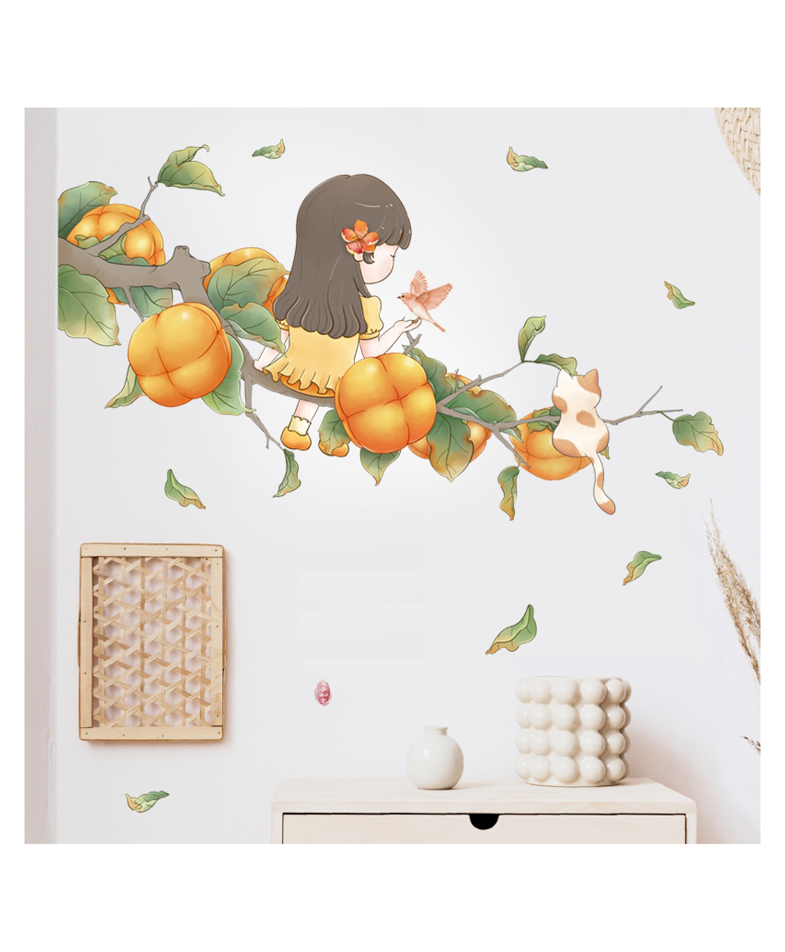 Jaamso Royals Cute Girl on The Tree Design Vinyl Kids Room Nursery Wall Sticker-picture-32