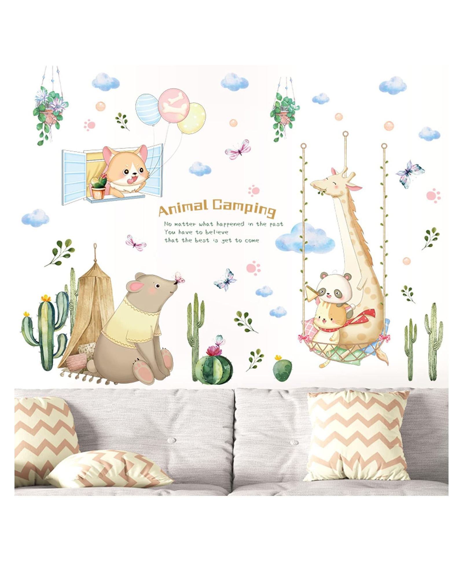 Jaamso Royals Multicolor Cartoon Animals Design Self Adhesive Wall Sticker-picture-31