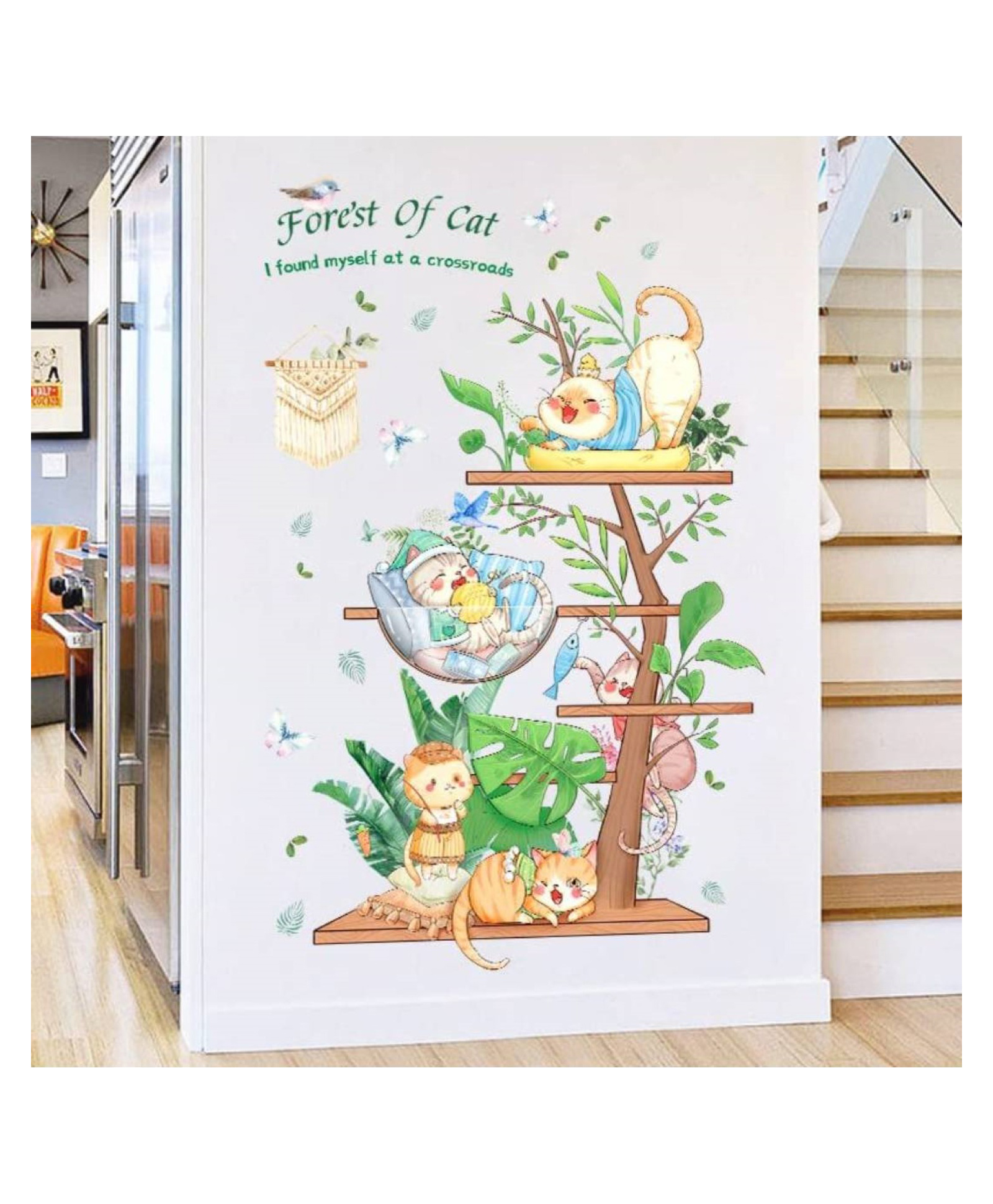 Jaamso Royals 3D Cartoon Forest of Cat Peel And Stick Self Adhesive Wall Sticker-picture-40