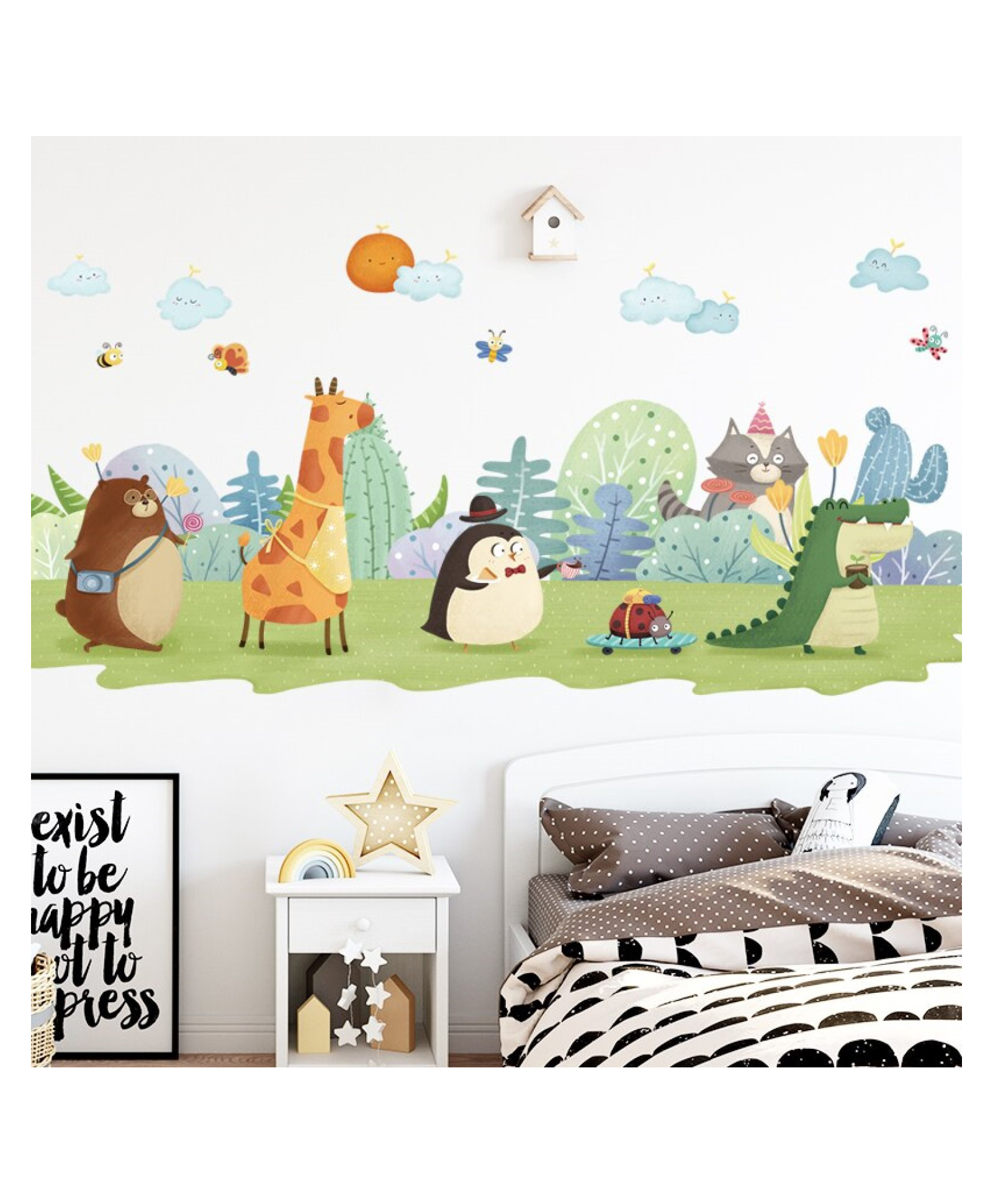 Jaamso Royals Cartoon Animal Bear Crocodile Baby Room Peel and Stick Wall Sticker-picture-24