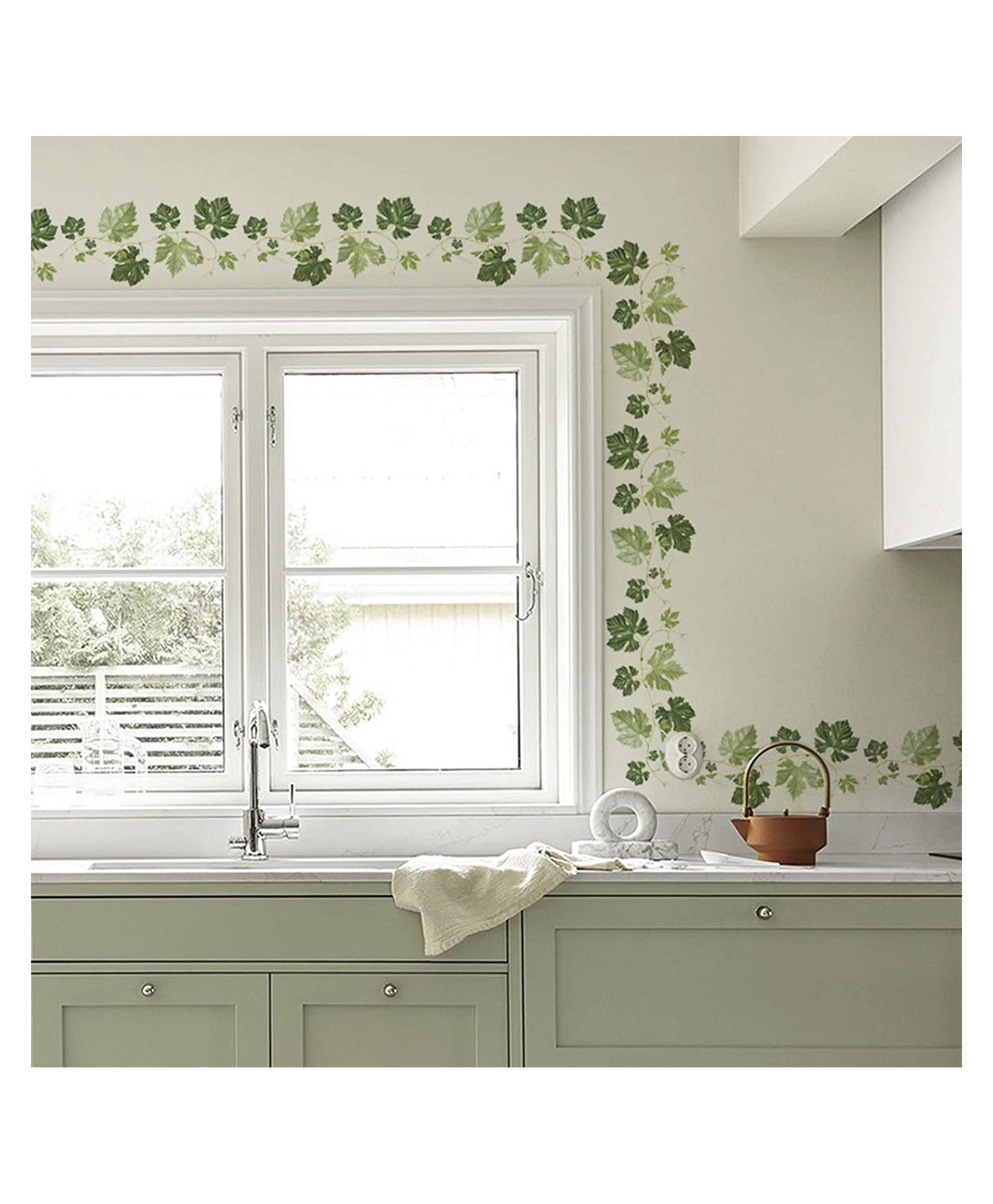 Jaamso Royals Green Plant Leaves Vine Peel and Stick Self Adhesive Wall Sticker-picture-45