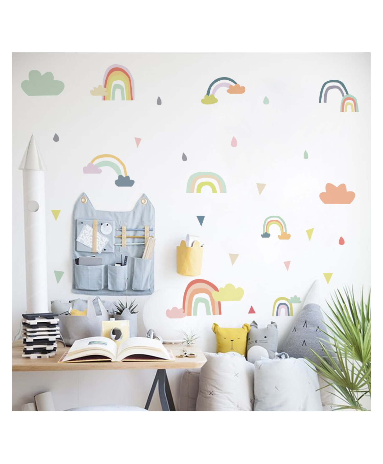 jaamso royals cute cloud and rainbow peel and stick self adhesive wall sticker