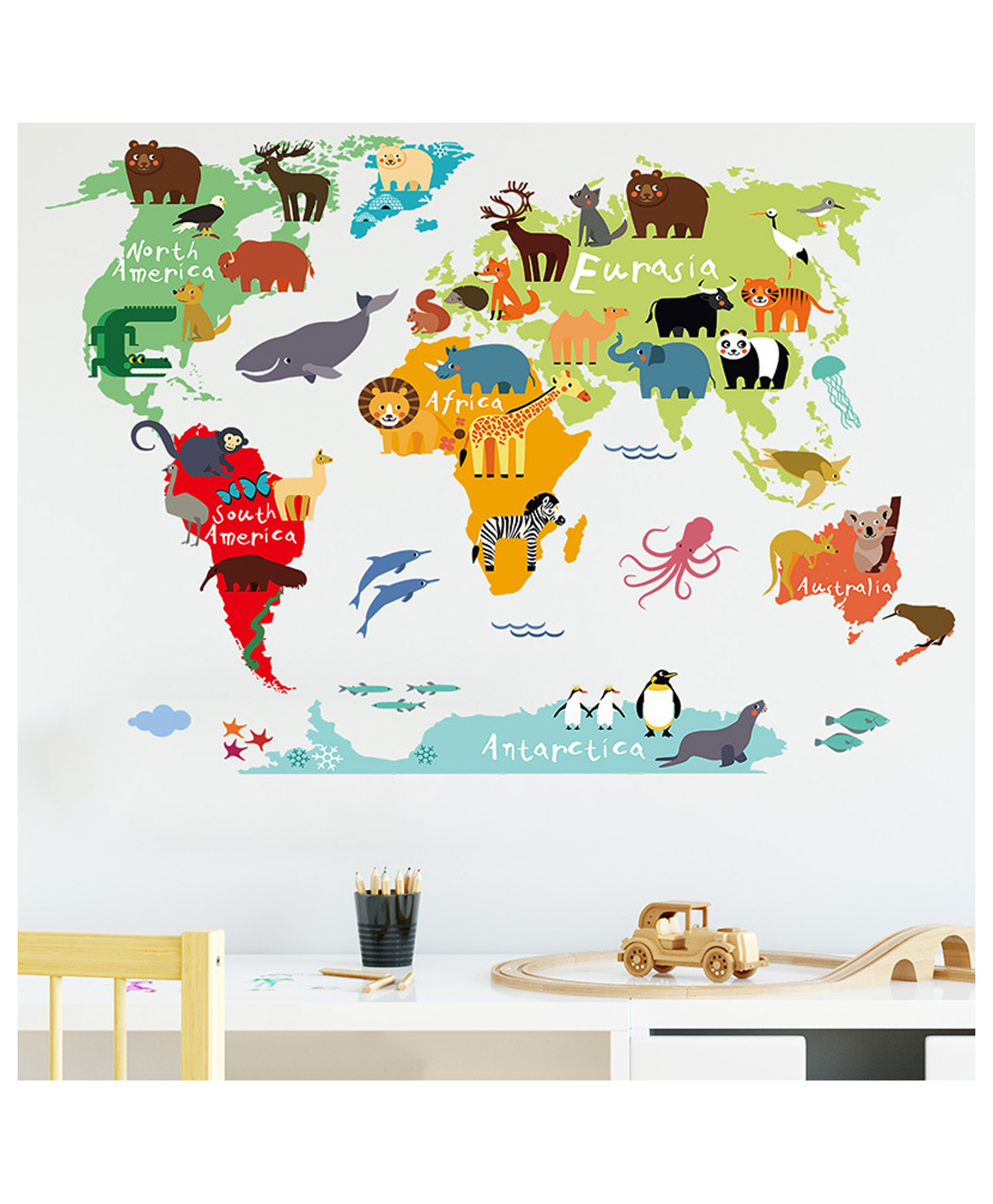 Jaamso Royals World Map Self Adhesive Wall Sticker Educational Childs Bedroom Decor-image-25