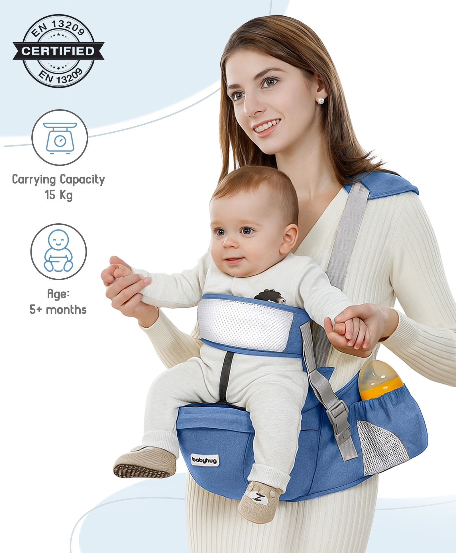 Babyhug Luxe Lift 4-in-1 Hip Seat - Blue