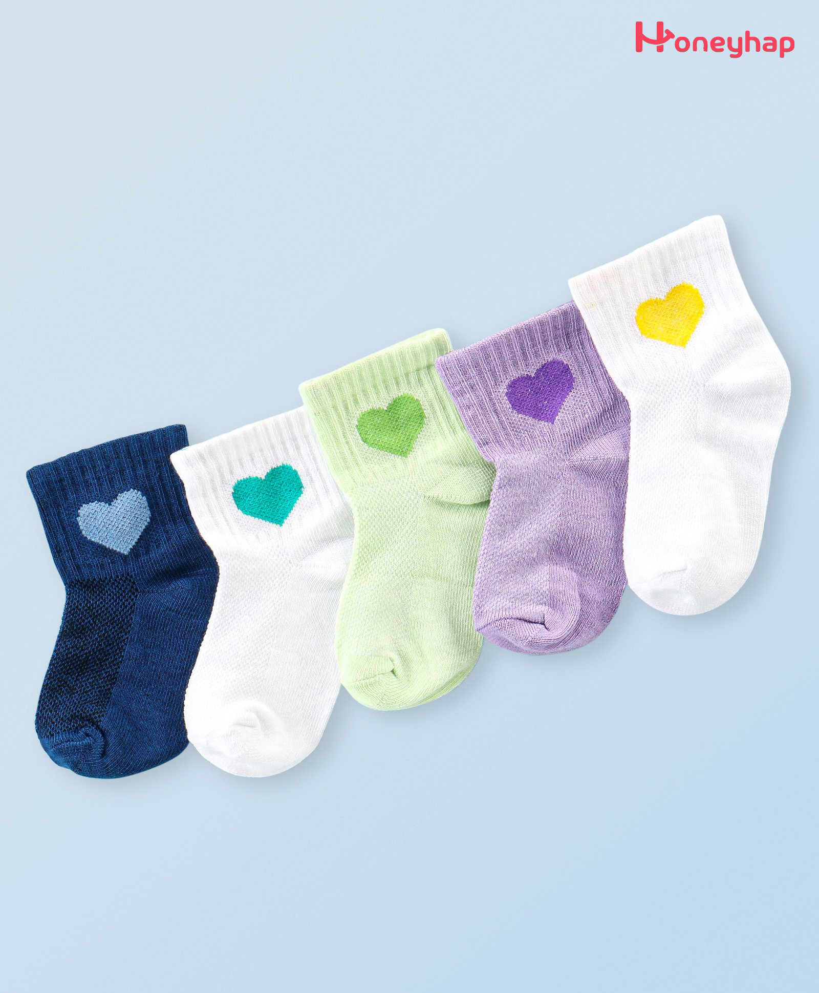 Honeyhap Premium Cotton Bamboo Spandex With Bio Finish Designed Socks Pack of 5 - Green Lavender & White-picture-17