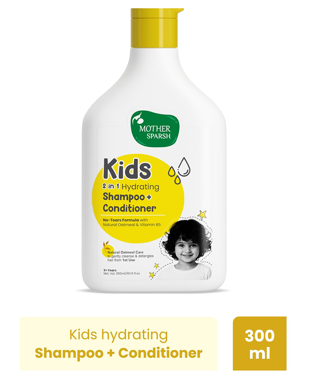 Mother Sparsh Baby  2 In 1 Hydrating Shampoo+Conditioner for Kids Tear Free With Natural Oatmeal & Vitamin B5 - 300 ml