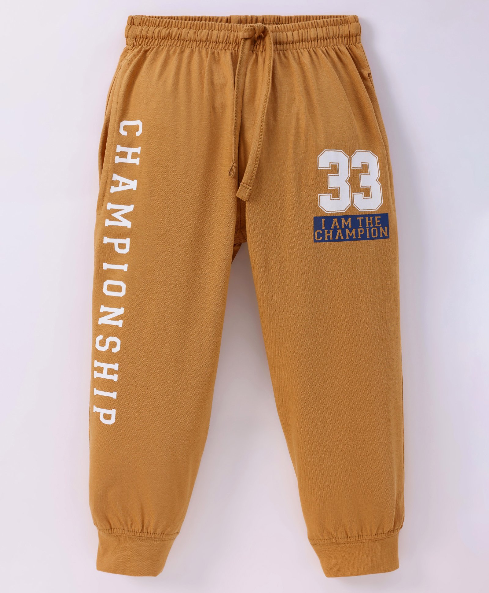 Taeko Single Jersey Knit Full Length Lounge Pant With Text Print - Golden-picture-20