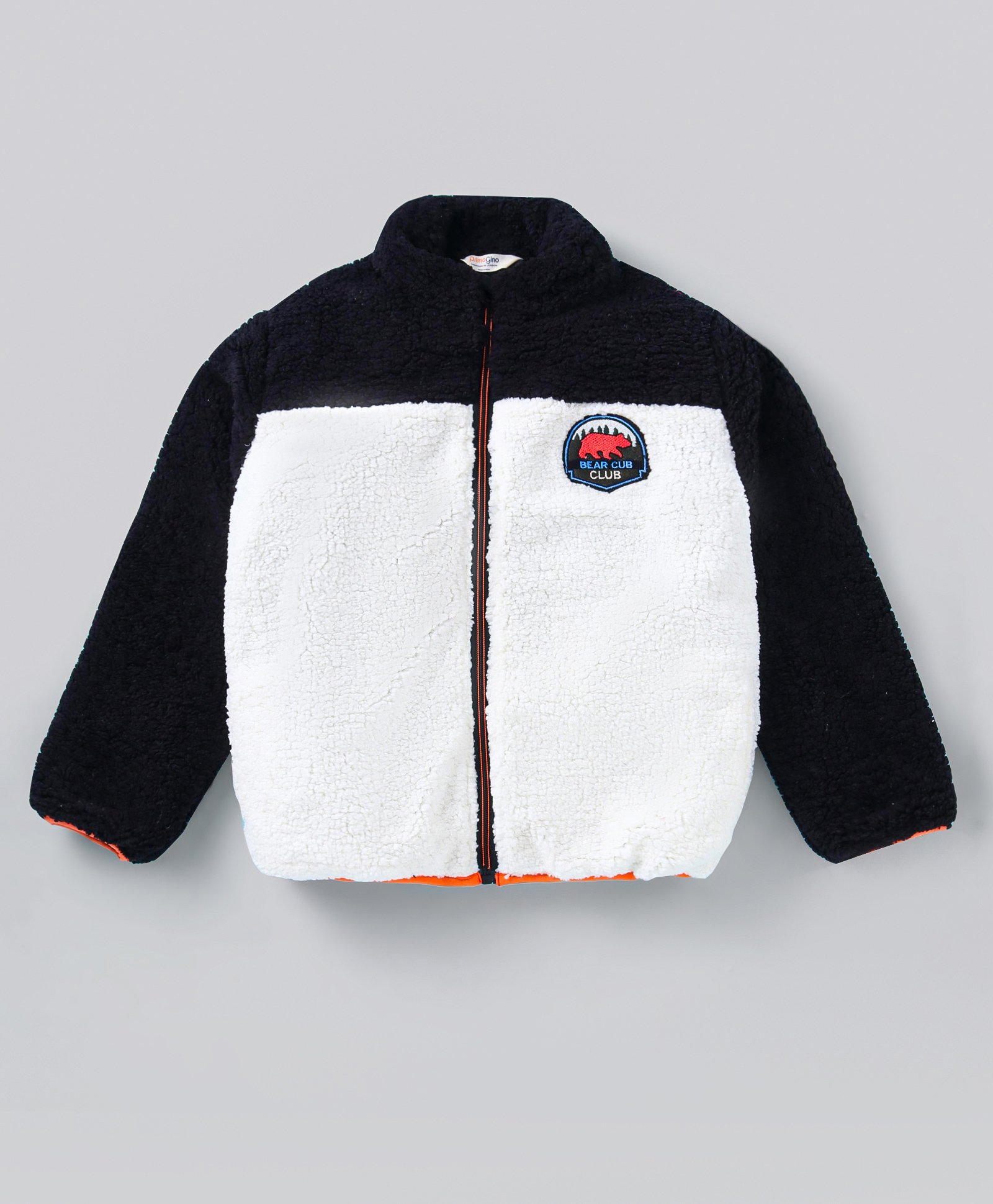 Primo Gino Woven Full Sleeves Sherpa Colour Block Jacket- Black & White-picture-29