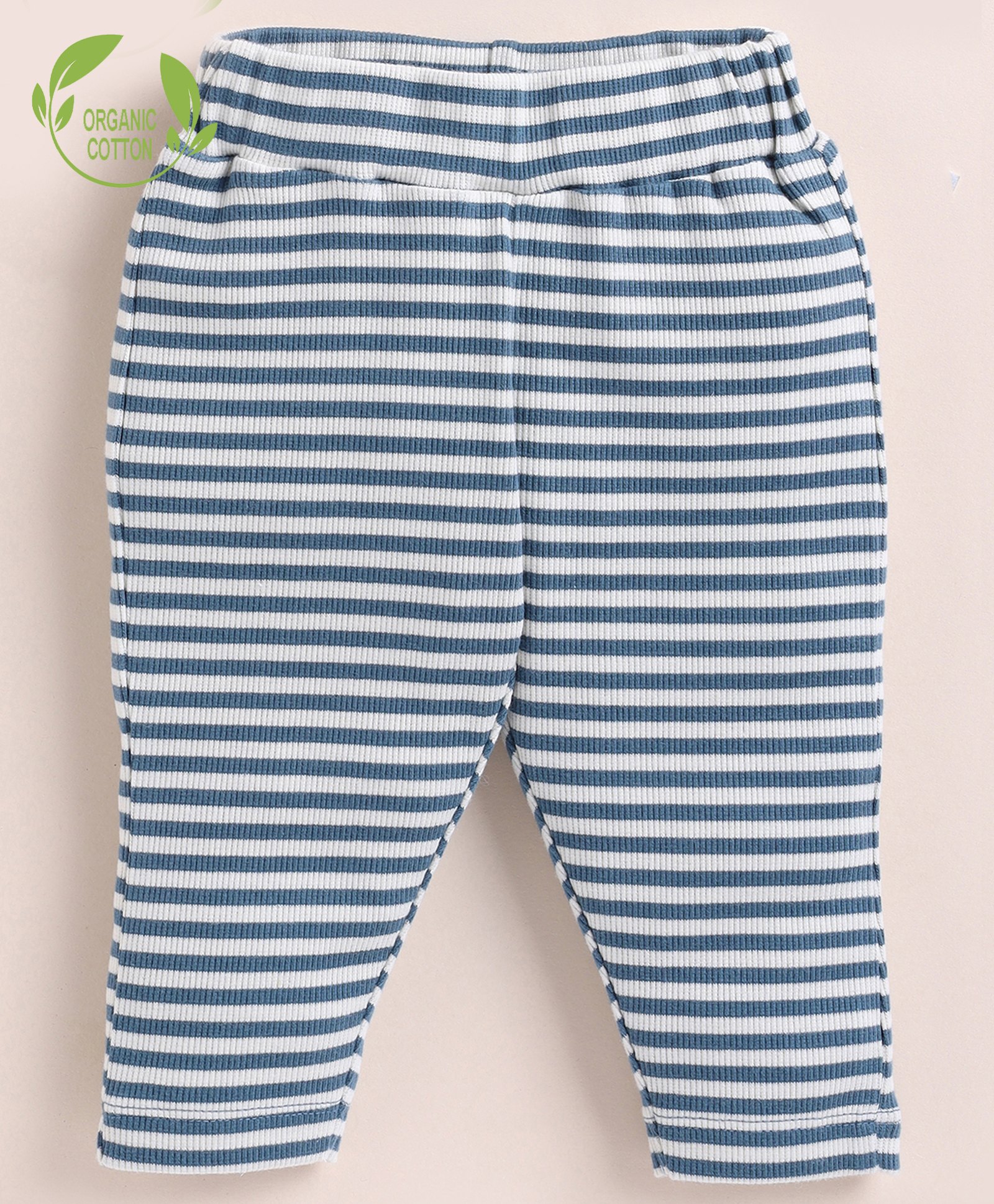 Cot & Candy Organic Cotton Striped Leggings - Teal Blue-image-30