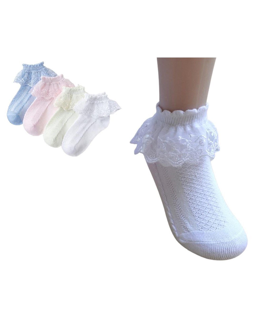 MOMISY Pair Of 4 Lace Detailed Ankle Socks - Multicolor