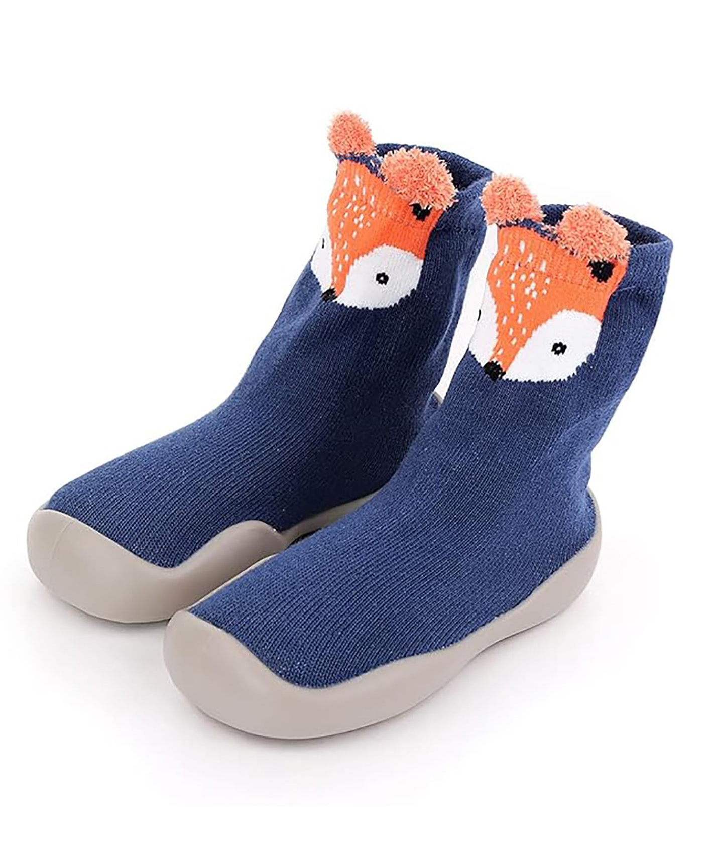 MOMISY Fox Face Detailed Soled Shoe Socks - Blue-image-44