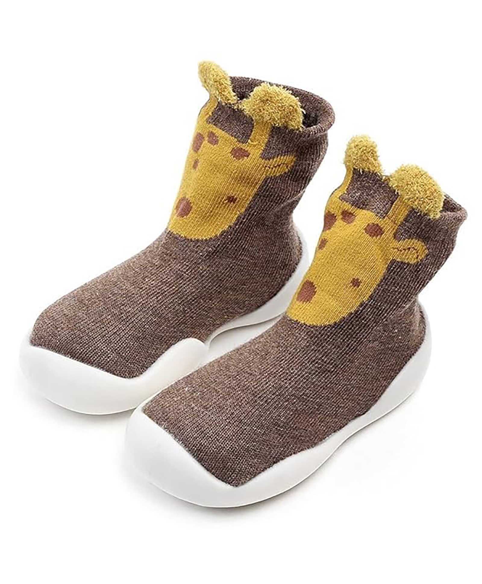 MOMISY Giraffe Face Detailed Soled Shoe Socks - Brown-image-37
