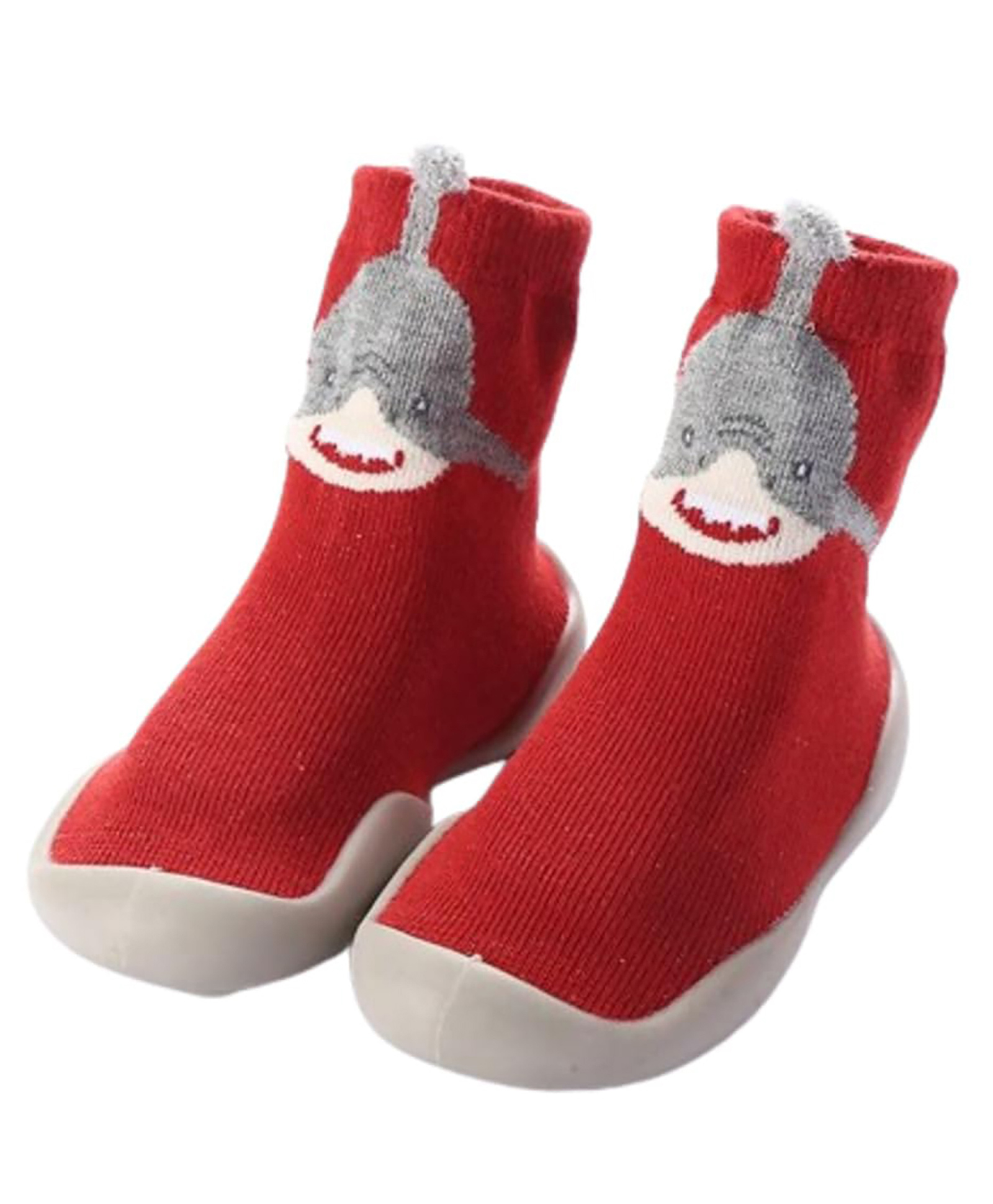 MOMISY Shark Face Detailed Anti Skid Soled Shoe Socks -Red-image-48
