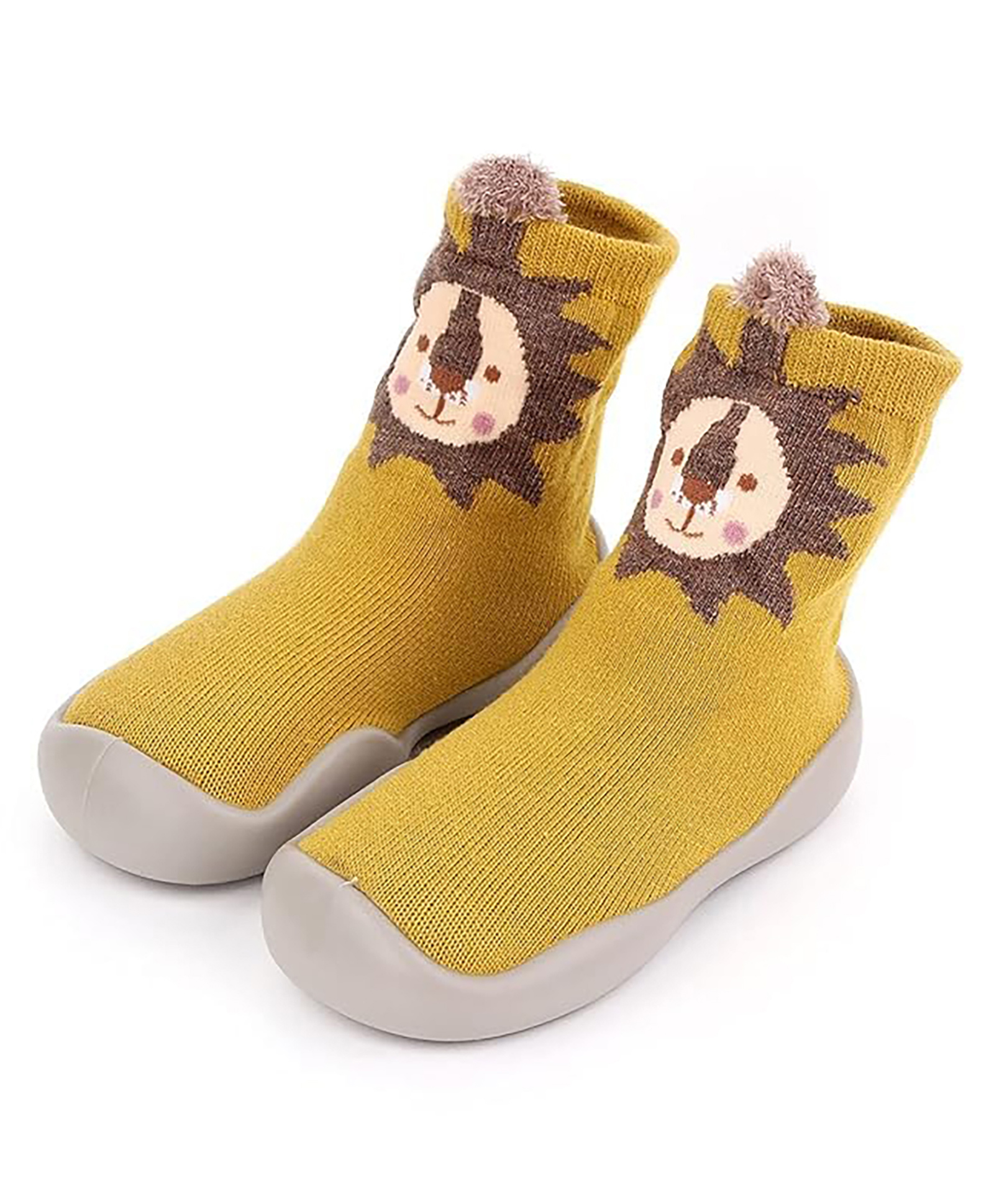 MOMISY Lion Face Detailed Soled Shoe Socks - Yellow-image-13