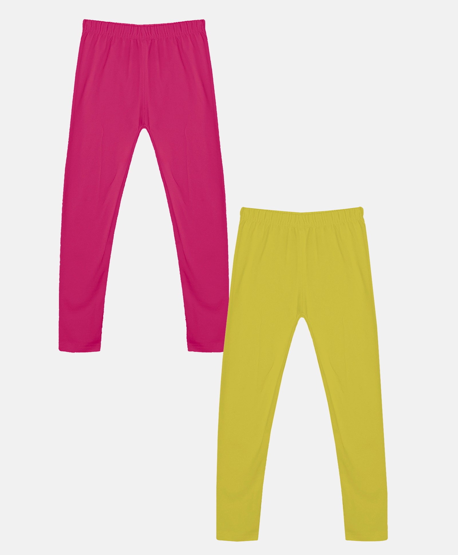 Kiddopanti Pack Of 2 Solid Leggings - Fuchsia & Yellow-image-21