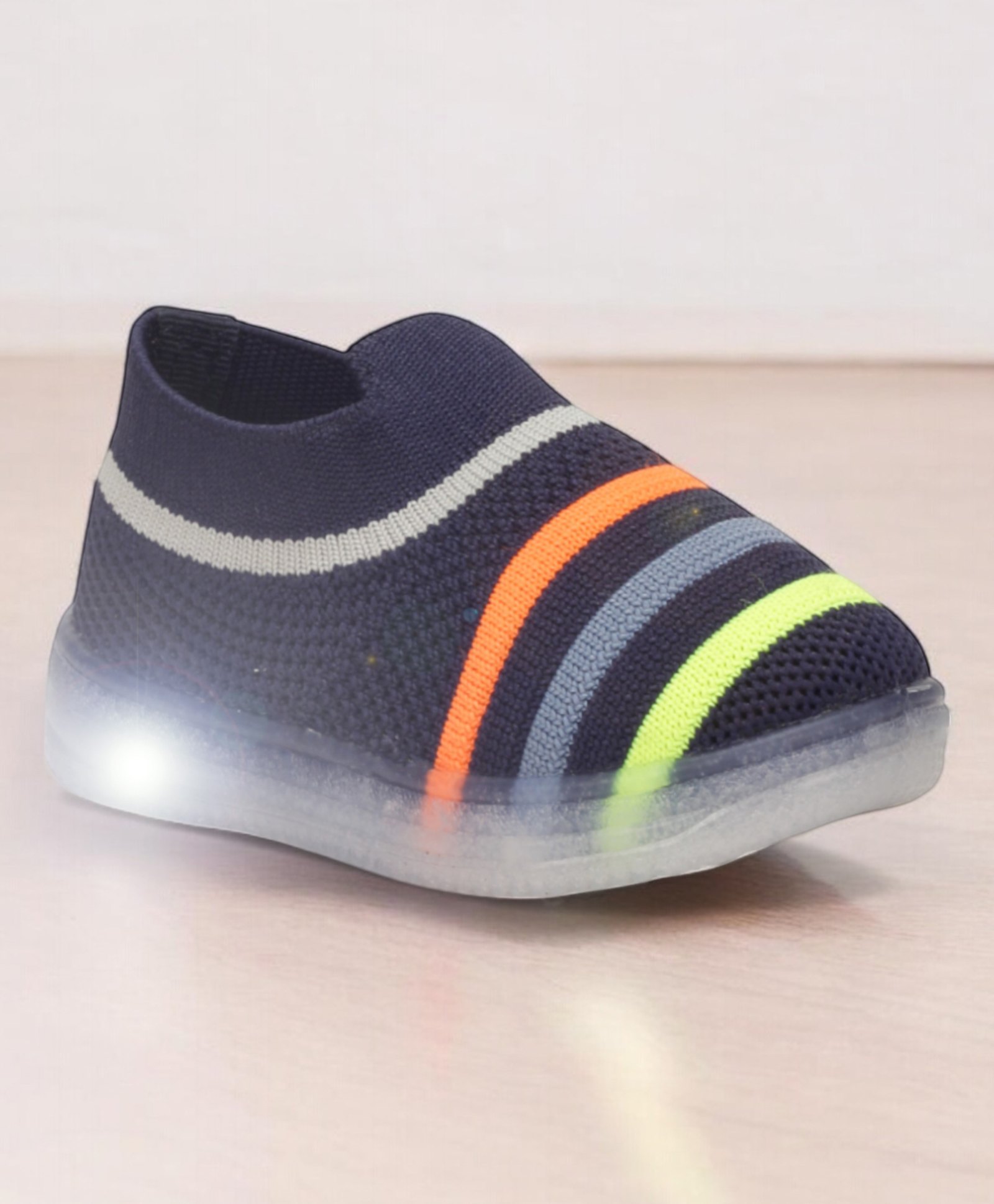 Lil Lollipop Mesh Detailed Slip On LED Shoes - Navy Blue-picture-15