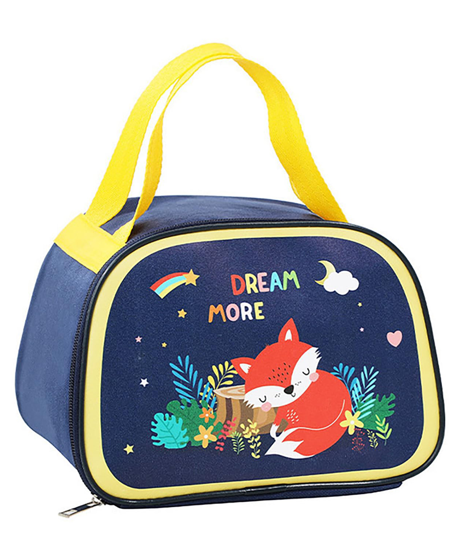House of Quirk Insulated Reusable Lunch Bag Tote Bag for Three-Layer Thick Fabric Lunch Bag Dark Dream More Fox - Blue-image-27