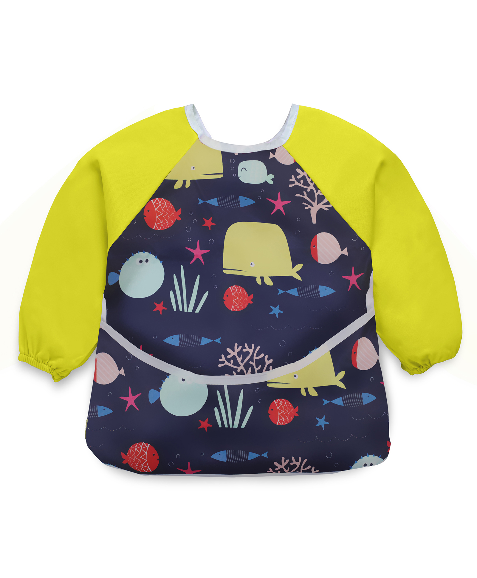 LuvLap Baby Long Sleeve Bib, Leak-Free, Washable, Lightweight, Wipeable, (6-24 Months), Baby Bib Shirt with Pocket, Yellow-picture-48