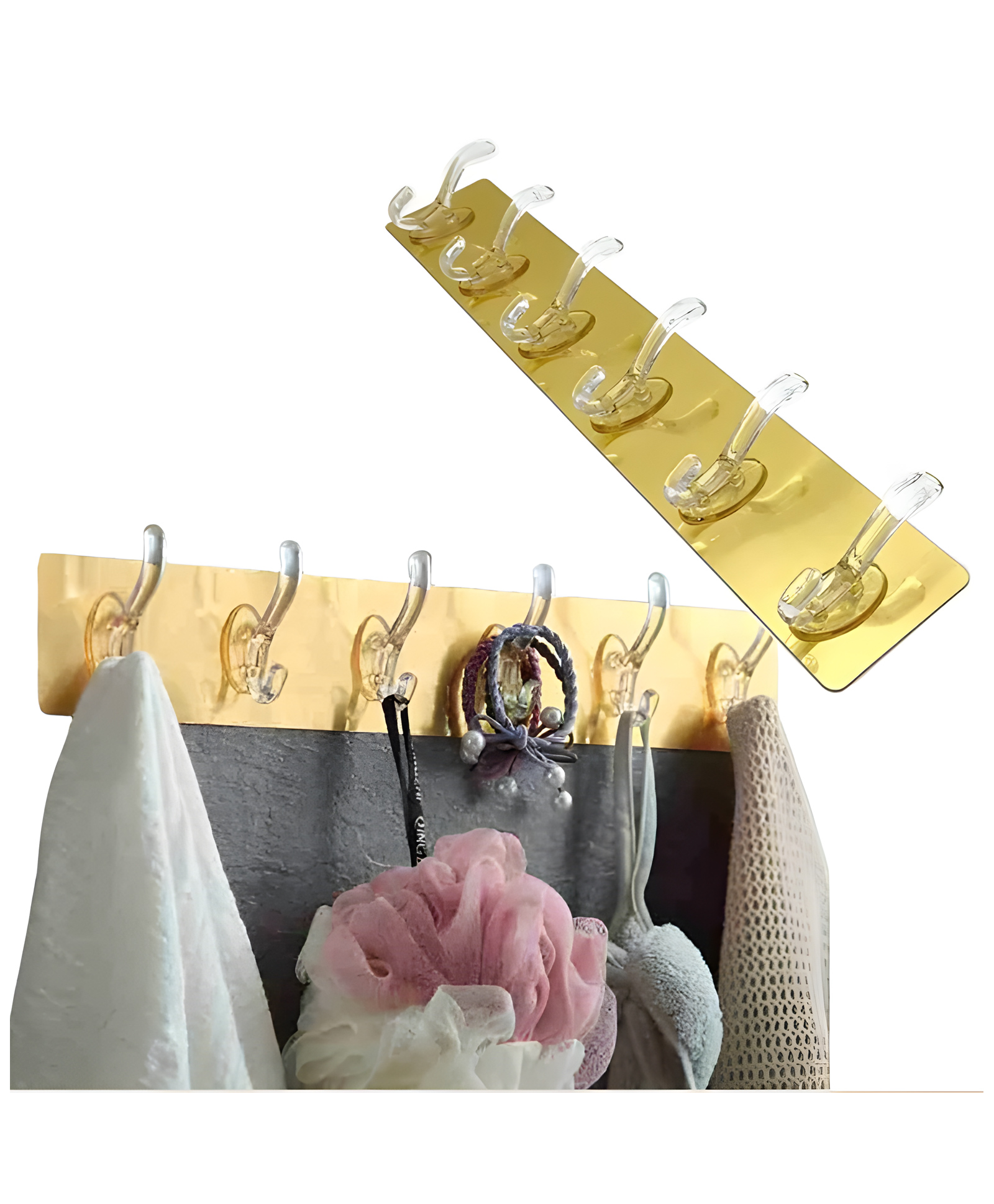 COZY VIBES Plastic Multi-Functional No Drilling Wall Hook Strip Bathroom Strong Sticky Towel Hook Rail Kitchen Hook Hanger - PACK OF 1 - COLOR MAY VARY-image-5