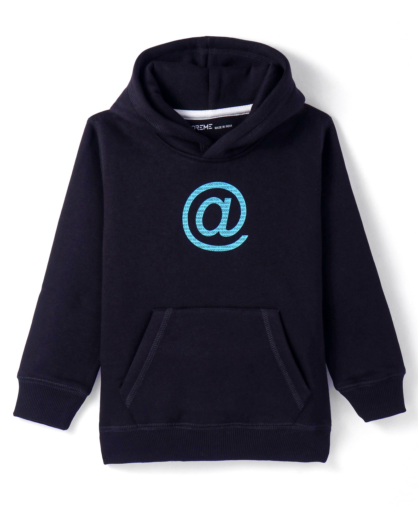 Doreme Fleece Knitted Full Sleeves Hooded Sweatshirt With Text Print - Black-picture-26