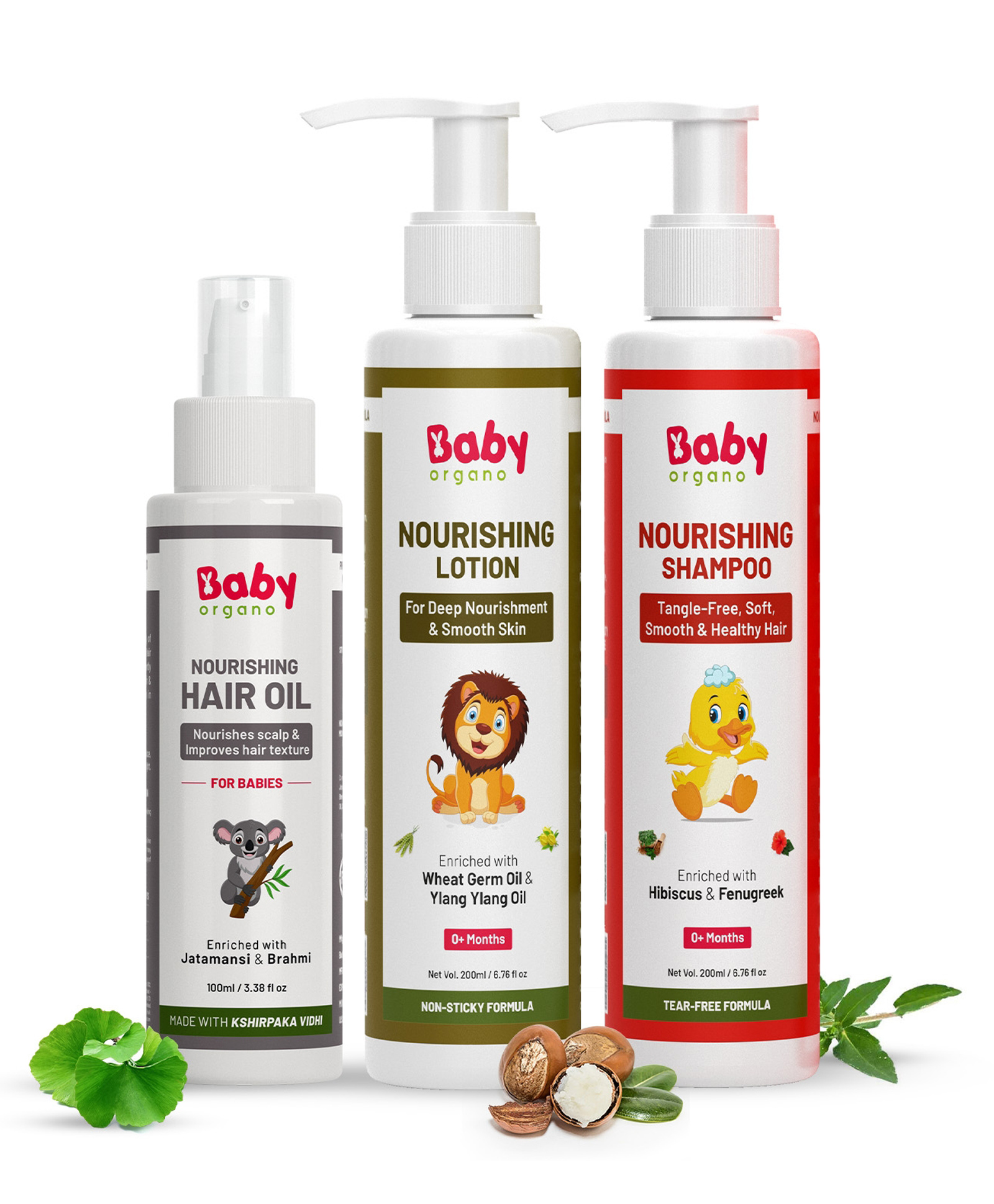 Babyorgano Natural Baby Hair Oil & Shampoo, Body Lotion Combo - 100ml & 200ml each-picture-23