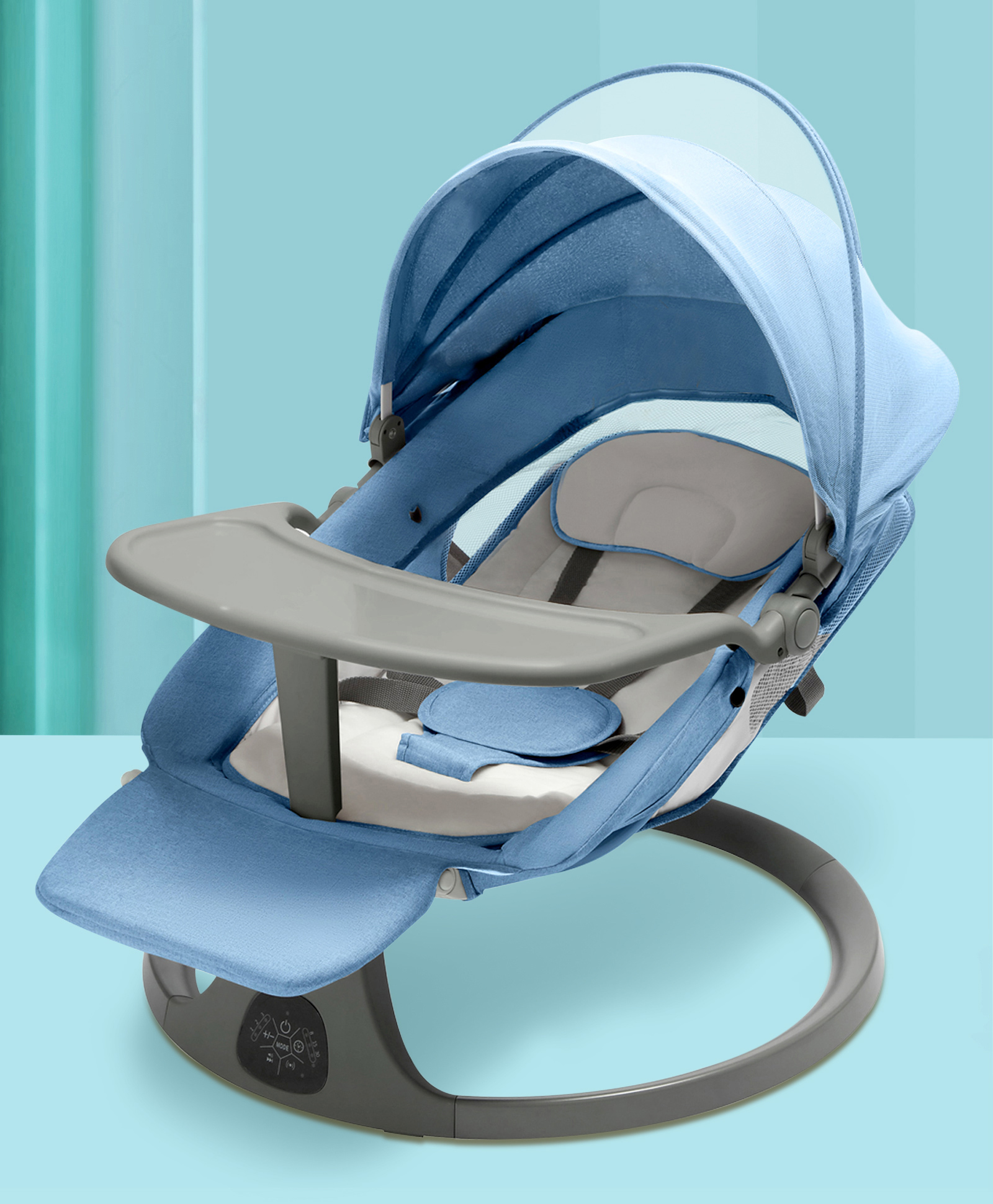 Automatic Electric Swing With Adjustable Speed & Soothing Music - Blue