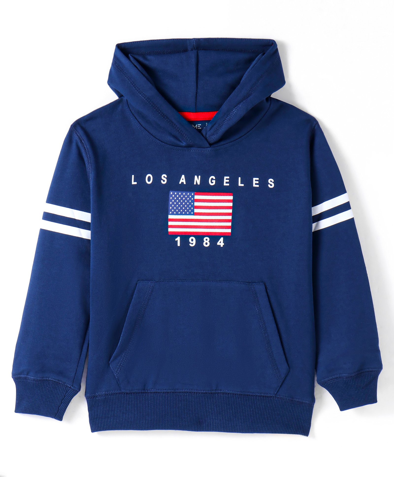 Doreme Terry Knit Full Sleeves Hooded Sweatshirt Text Print- Navy Blue-picture-28