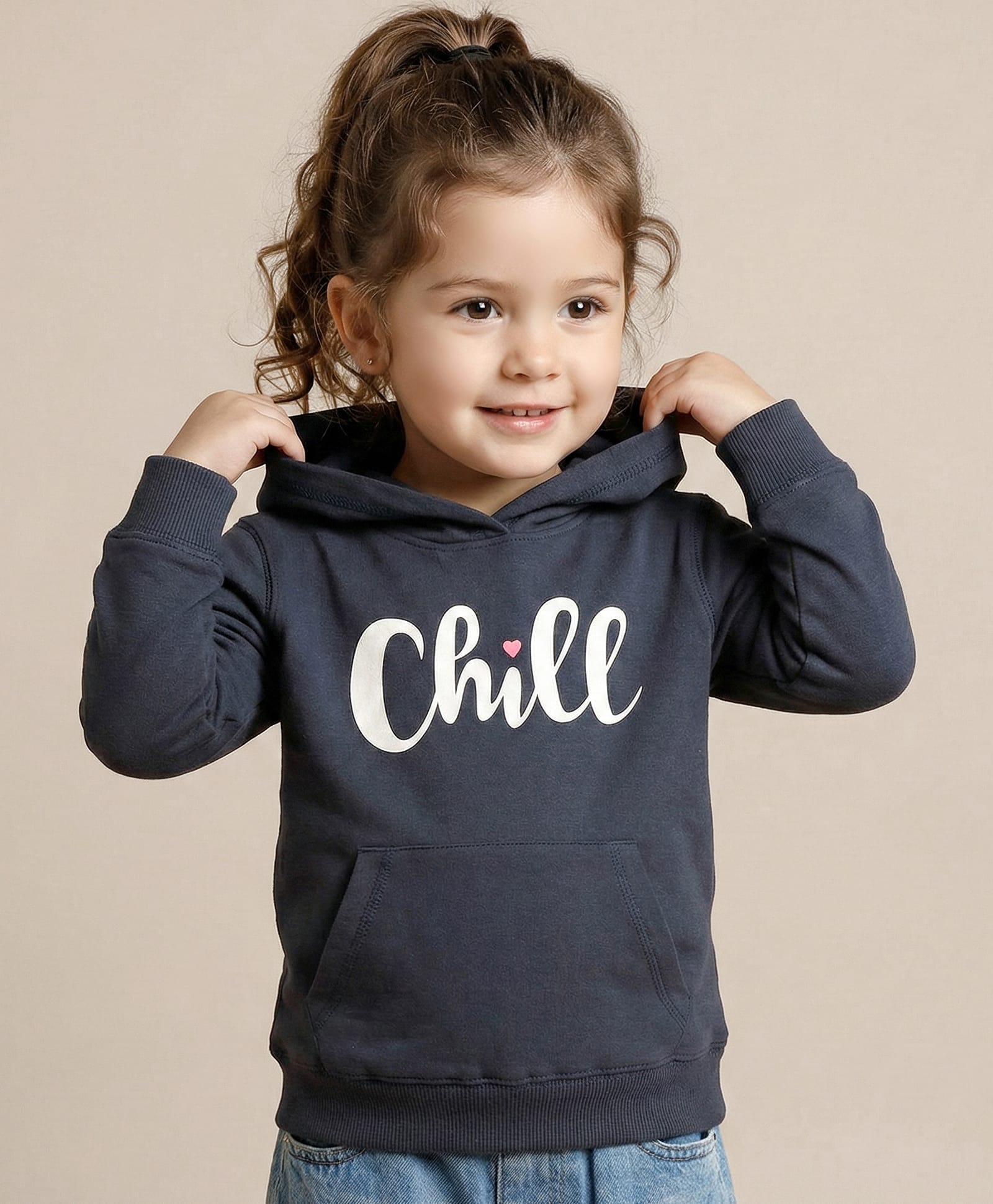 Doreme Cotton Knit Full Sleeves Hooded Sweatshirt Text Print & Kangaroo Pockets - Navy Blue-picture-22