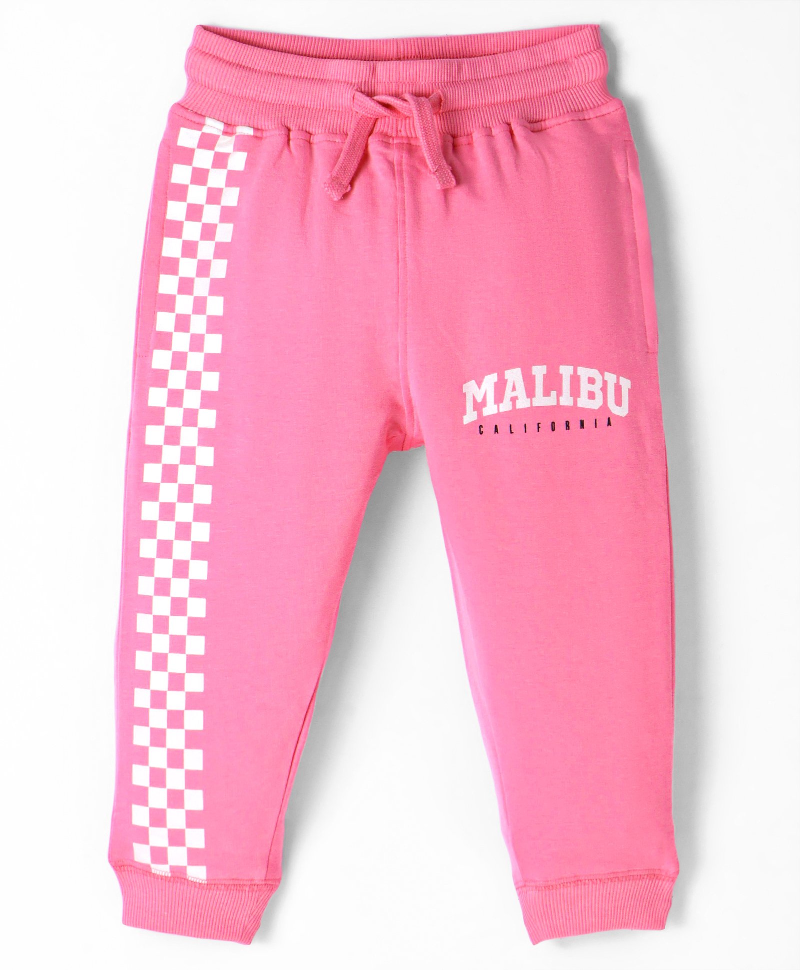 Doreme Terry Knit Full Length Checkered & Text Printed Fleece & Woollen Bottomwear - Neon Pink-picture-28