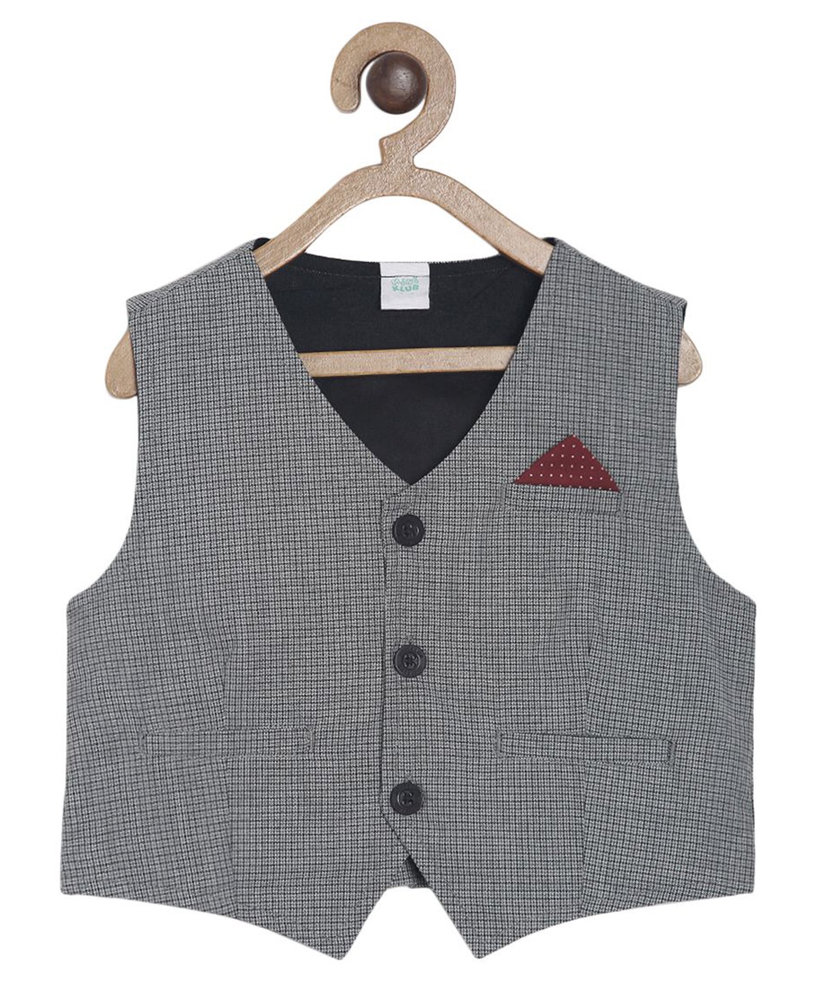 MINI KLUB Sleeveless Self Designed Waistcoat - Grey-image-3