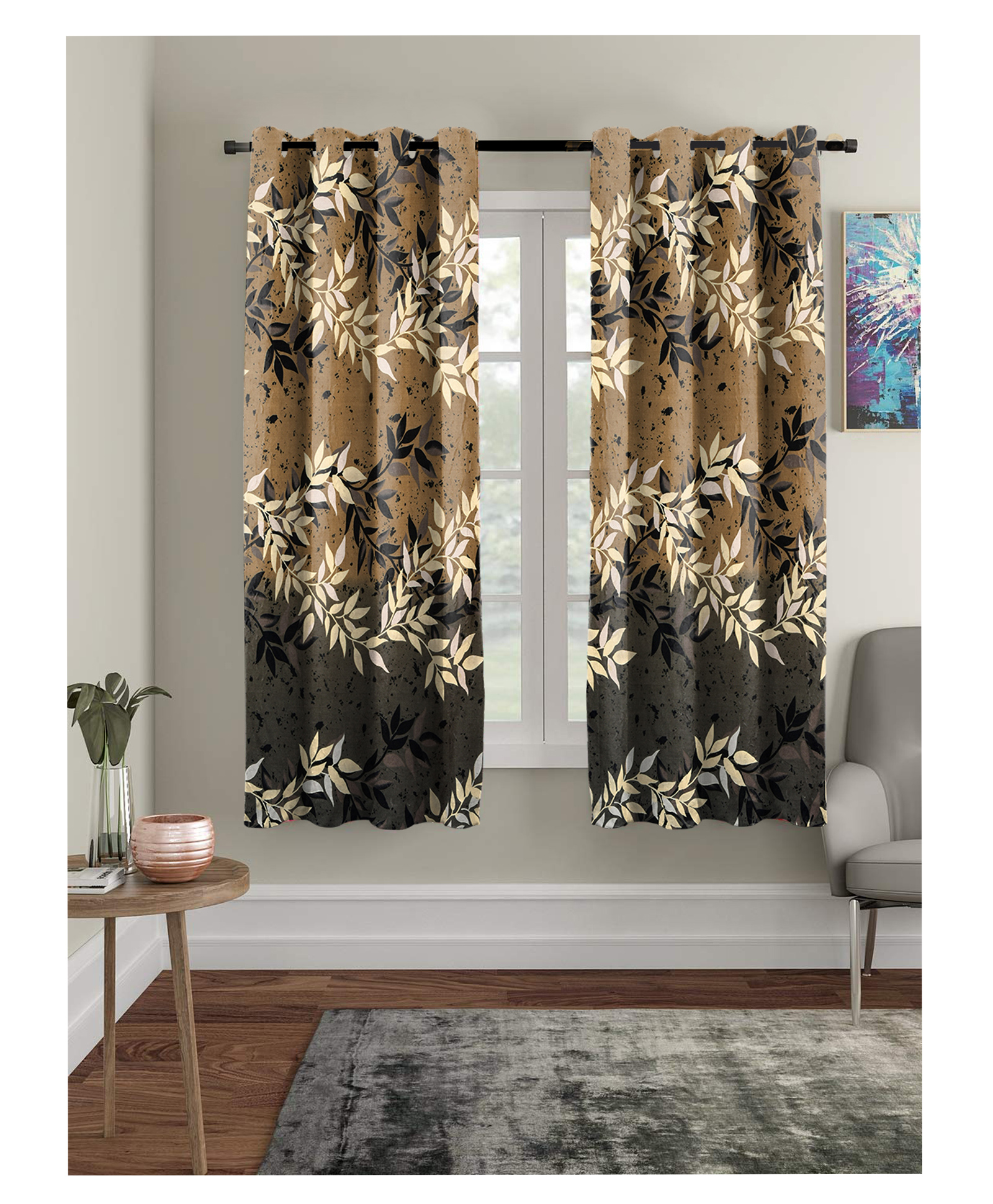 RRC Super Soft Brushed Microfiber Cotton Curtains For Window - Black-picture-25