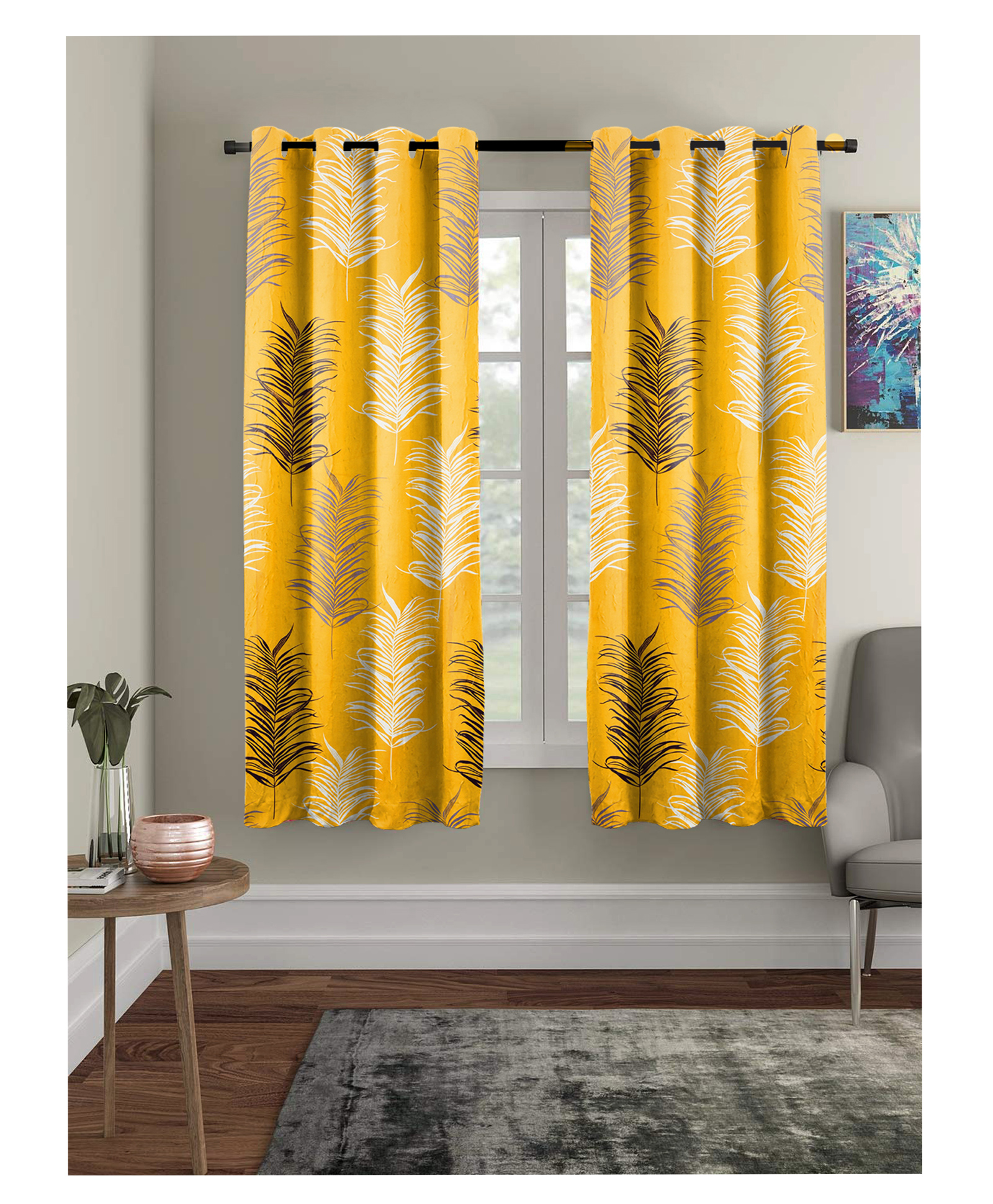 RRC Super Soft Brushed Microfiber Cotton Curtains For Window - Yellow-image-20