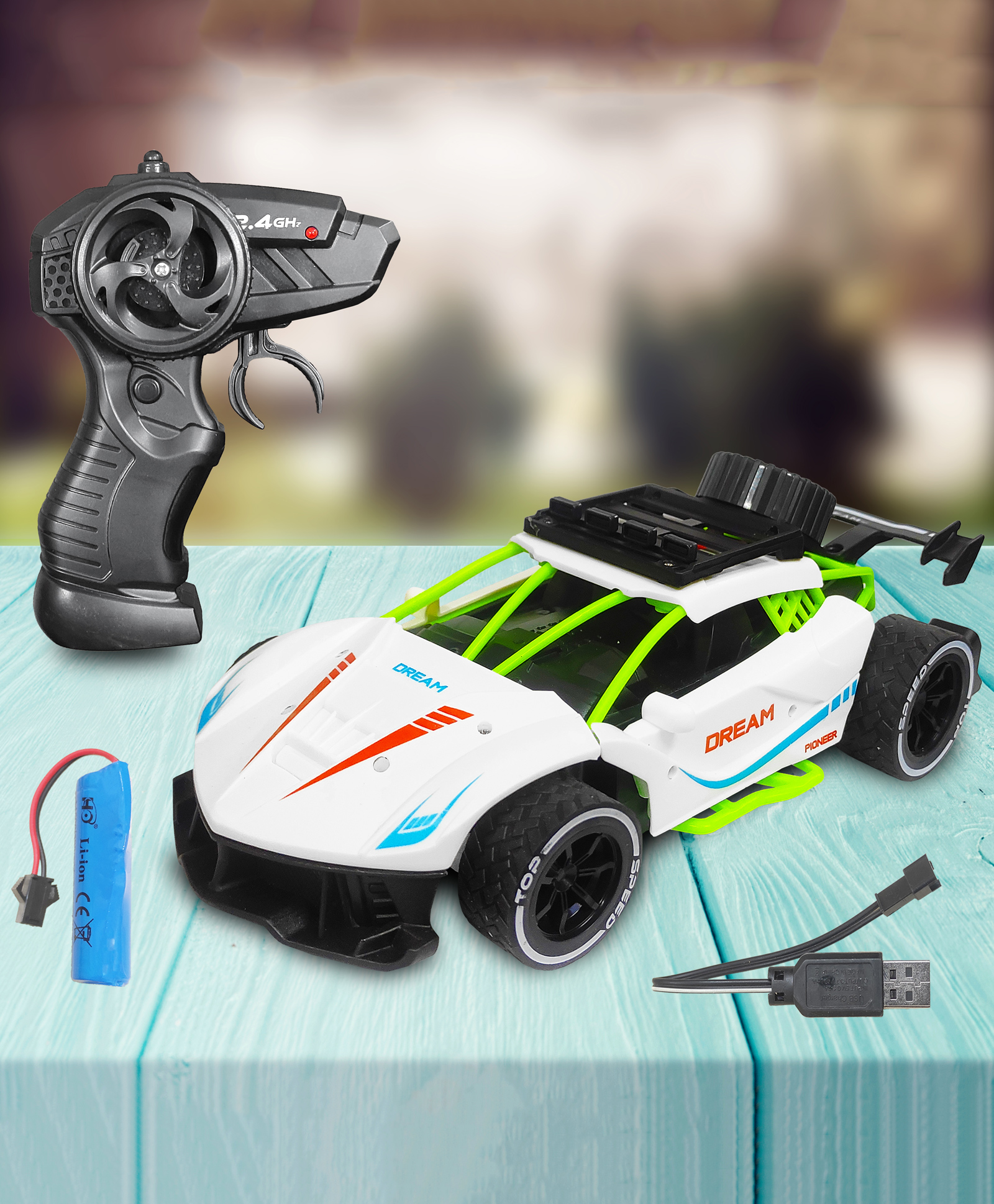 VGRASSP 1:16 Scale Sports Vehicle RC Toy Car with Long Range 2.4 Ghz Joystick Remote Control - High Speed Durable Sports Vehicle with Rechargeable Battery - Ideal for Kids & Beginners (Design 2 - White)-image-28