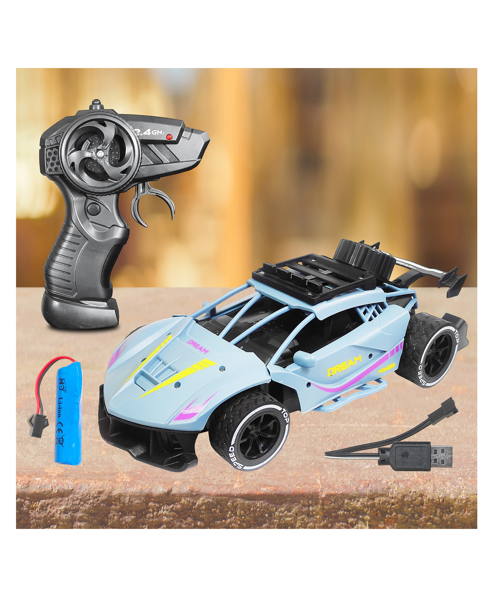 VGRASSP 1:16 Scale Sports Vehicle RC Toy Car with Long Range 2.4 Ghz Joystick Remote Control - High Speed Durable Sports Vehicle with Rechargeable Battery - Ideal for Kids & Beginners (Design 2 - Grey)-picture-10