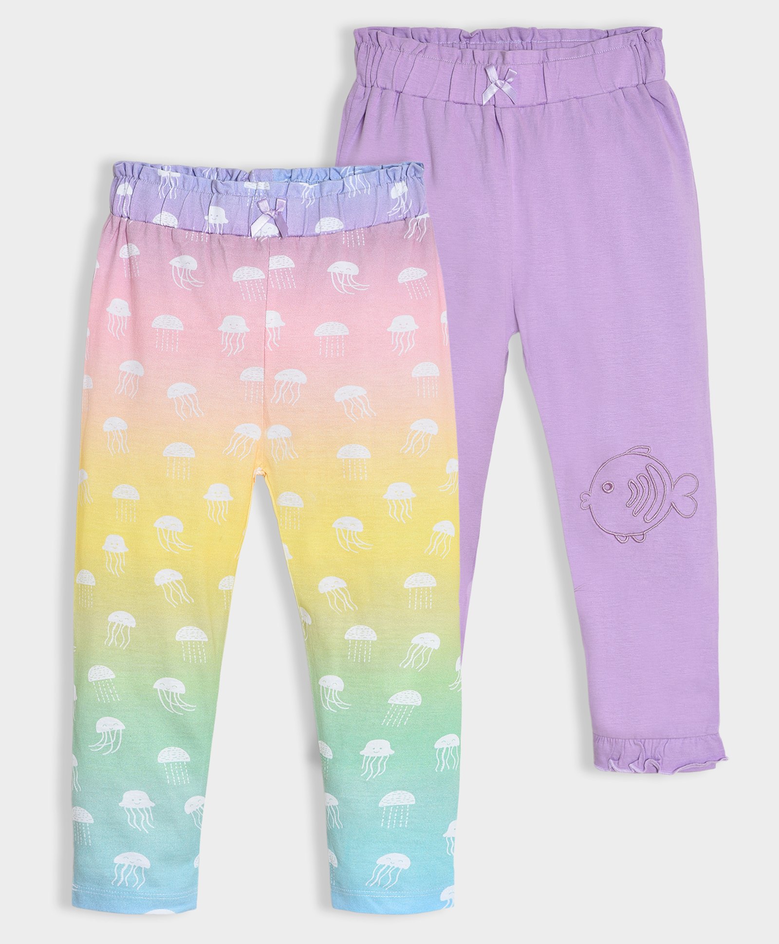 Mi Arcus 100% Cotton Pack of 2 Fish Printed & Embroidered Pajamas - Multi Colour-image-42