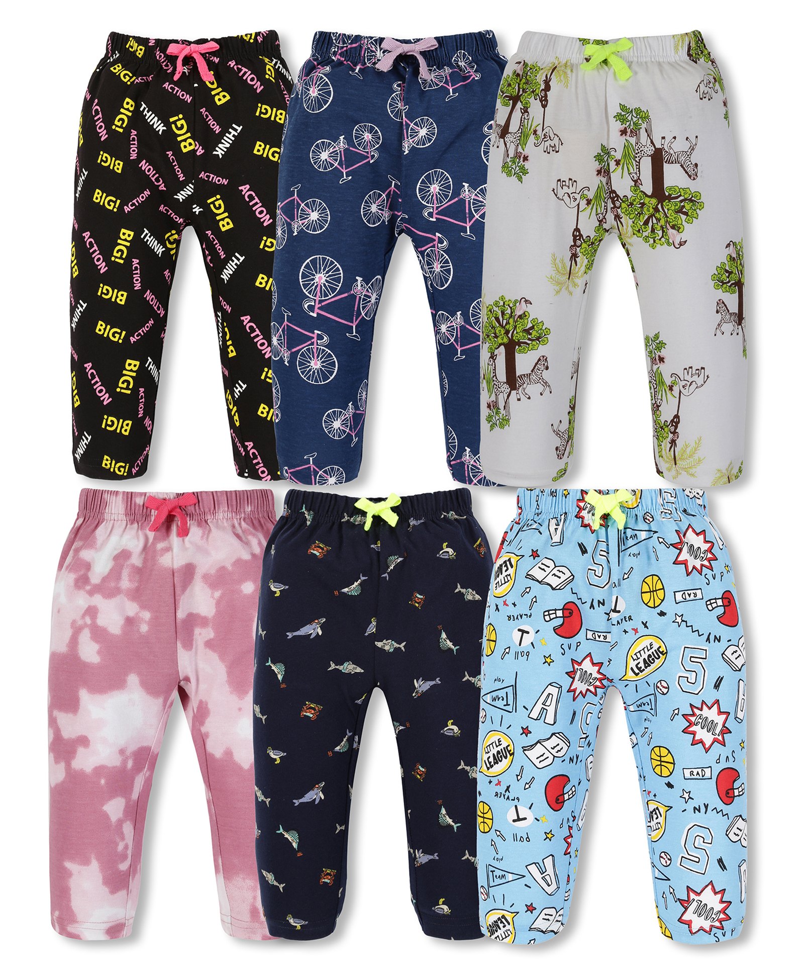 3PIN Cotton Pack of 6 Printed Pajamas - Multi-image-23