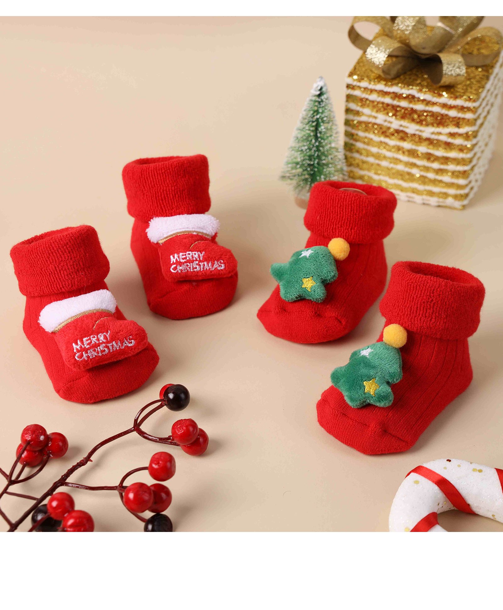Kicks & Crawl Pack Of 2 Winter Wonderland Socks - Red-image-7