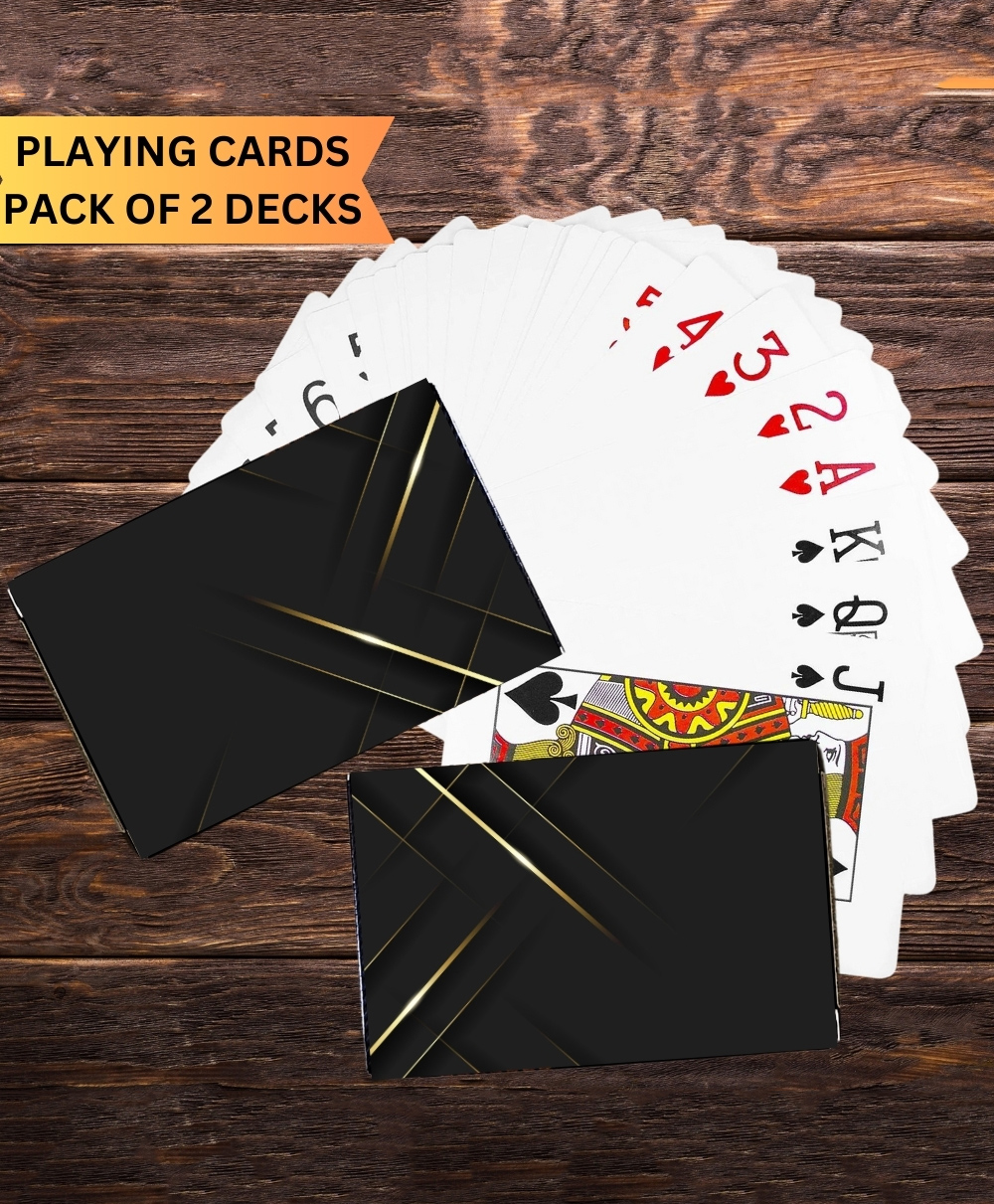 KARBD Playing Cards Deck Premium with Plastic Laminated Coating - Elite Black, Pack of 2-image-29