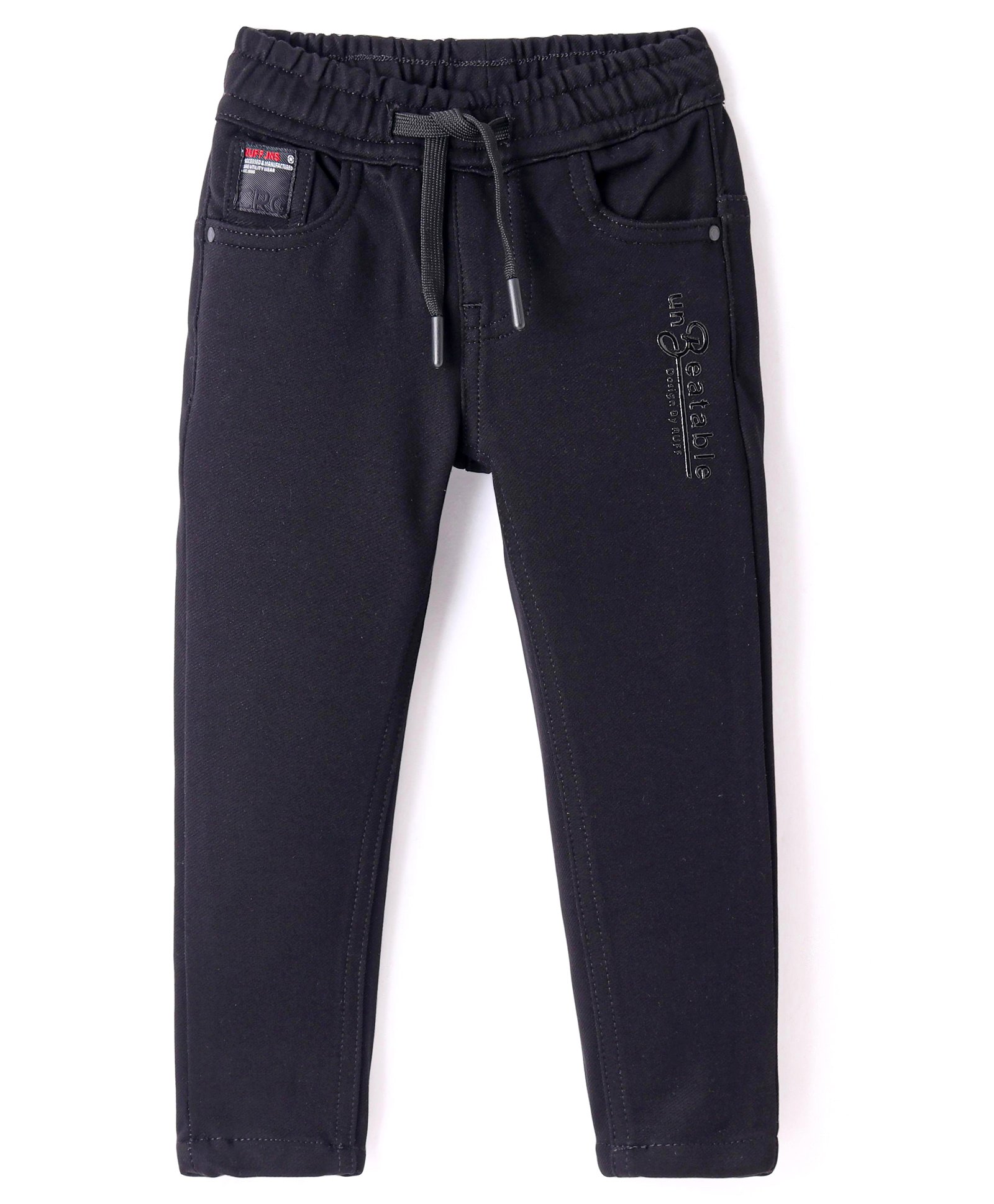 RUFF Cotton Woven Full Length Trouser With Text Print - Black-picture-13