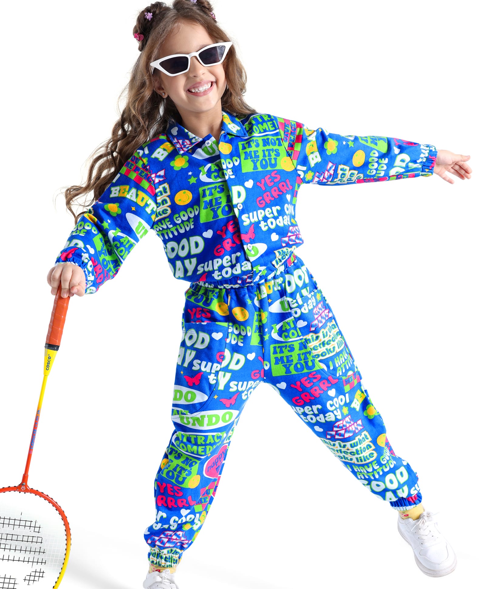 Ollington St. 100% Cotton Knit Full Sleeves Jacket & Joggers Co-Ord Set With Text Print - Multicolor-picture-34