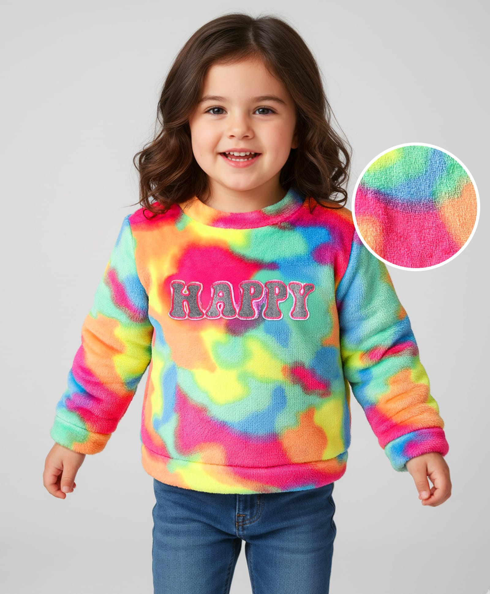 Babyhug Cotton Knit Full Sleeves Sweatshirt with Text Embroidered - Pink Green & Yellow-picture-13