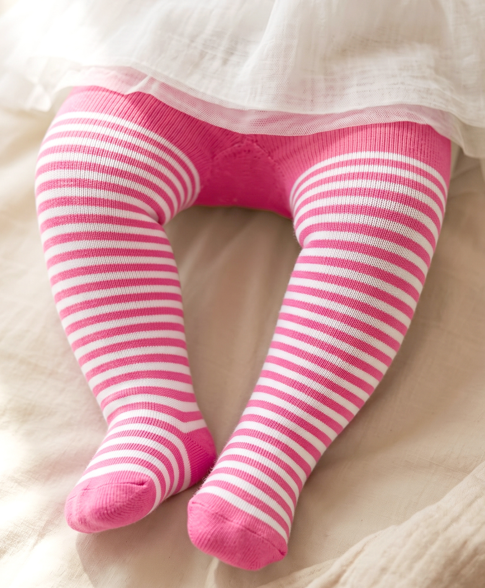 Cute Walk by Babyhug Cotton Elastane Knit Antibacterial Tights  Strips Design - Pink-image-34