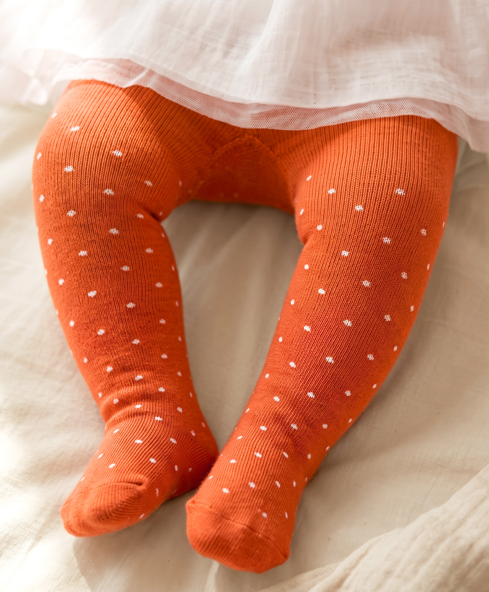 Cute Walk by Babyhug Knit AntibacterialFooted Tights with Polka Dots Design - Orange-image-46