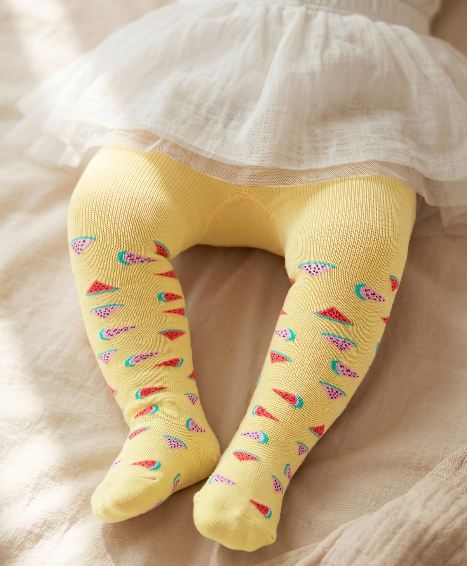Cute Walk by Babyhug Cotton Elastane Anti Bacterial Footed Tights Watermelon Design - Mustard-image-44