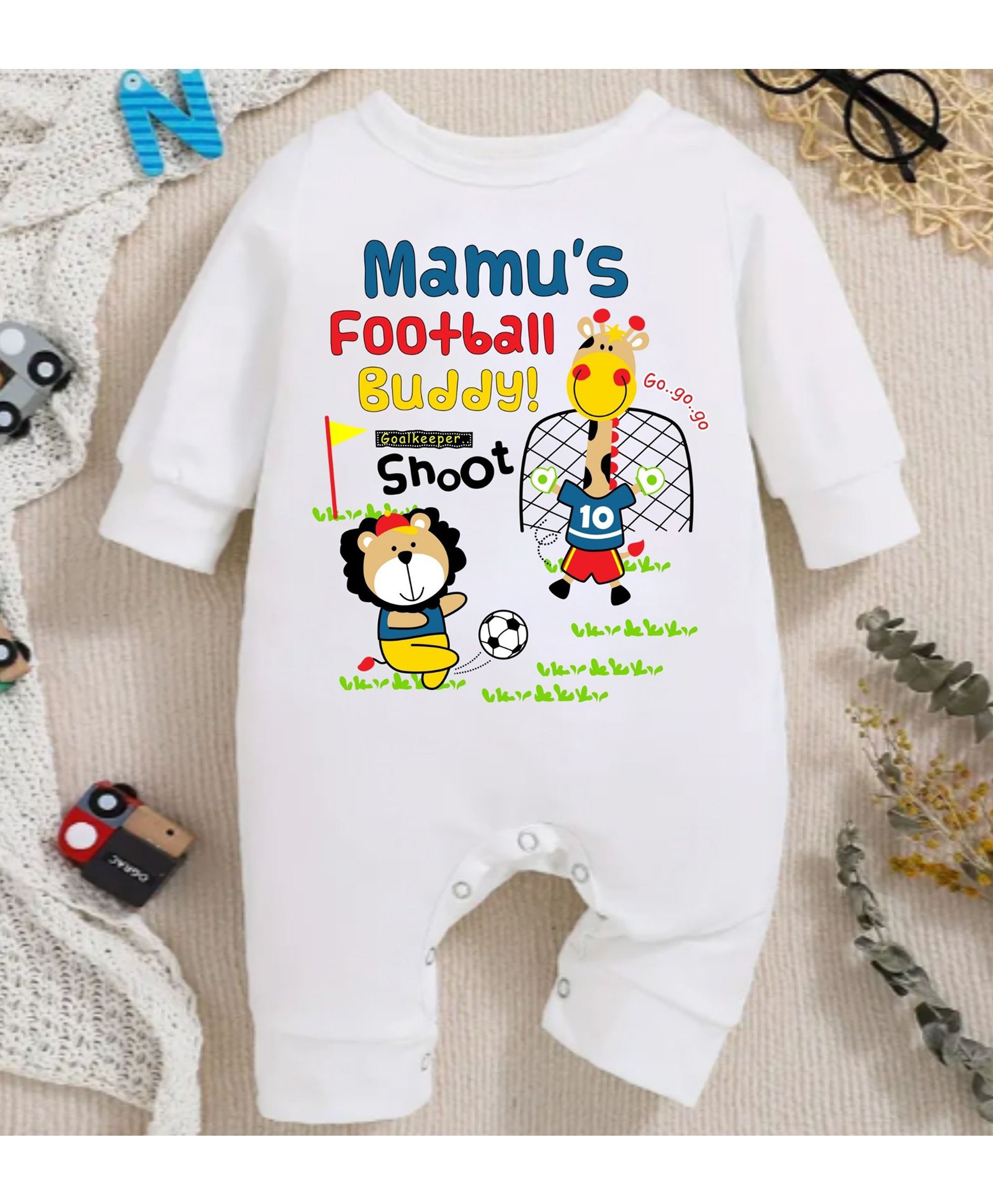 KNITROOT Cotton Full Sleeves Animals & Text Printed Romper - White-image-48